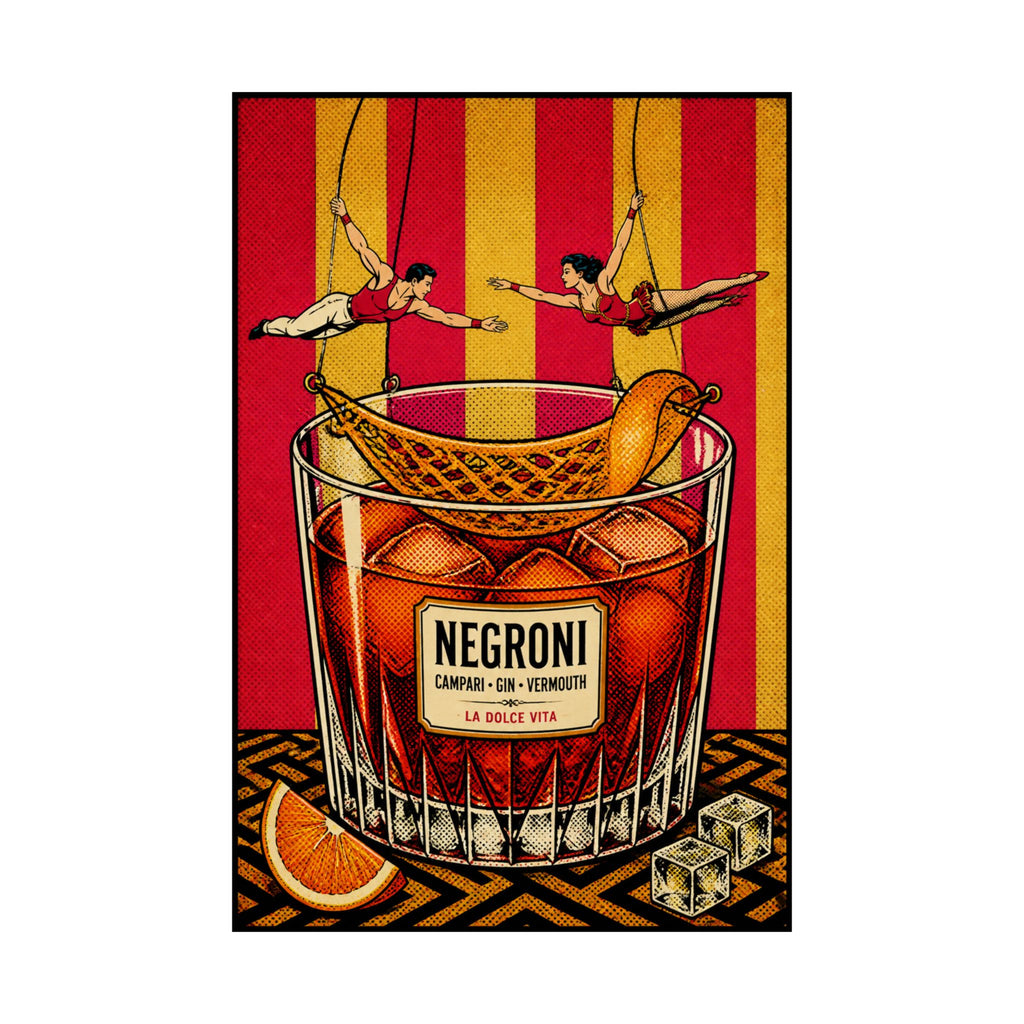 Negroni Trapeze Act Wall Art Poster 18×24 Pop Art Living Room Decor Maximalist Print