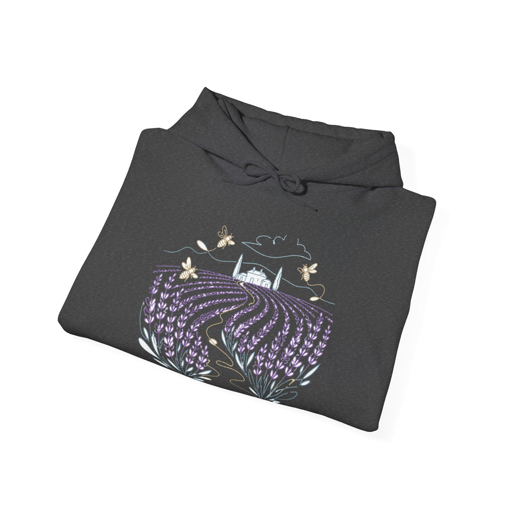 Matching Couple Sweatshirt - Lavender Fields & Canyon Matching Couple Hooded Sweatshirt Minimalist Art His Hers Valentine Gift - Design A