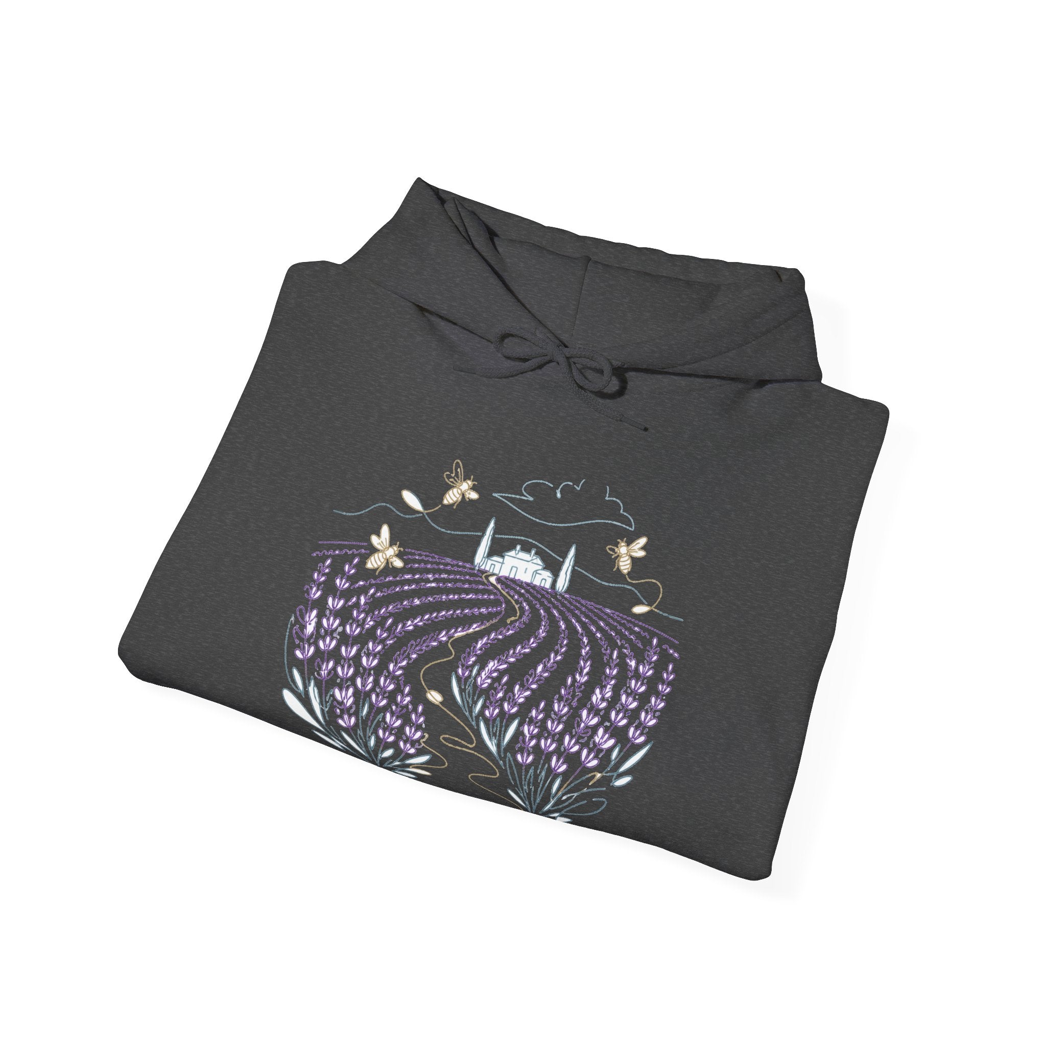 Matching Couple Sweatshirt - Lavender Fields & Canyon Matching Couple Hooded Sweatshirt Minimalist Art His Hers Valentine Gift - Design A