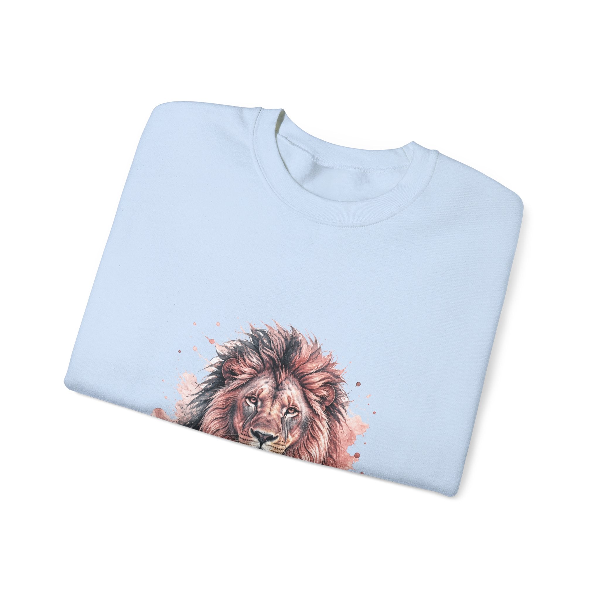 Matching Couple Sweatshirt - Lion & Lamb Matching Couple Crewneck Sweatshirt Watercolor Art His Hers Engagement Gift - Design A