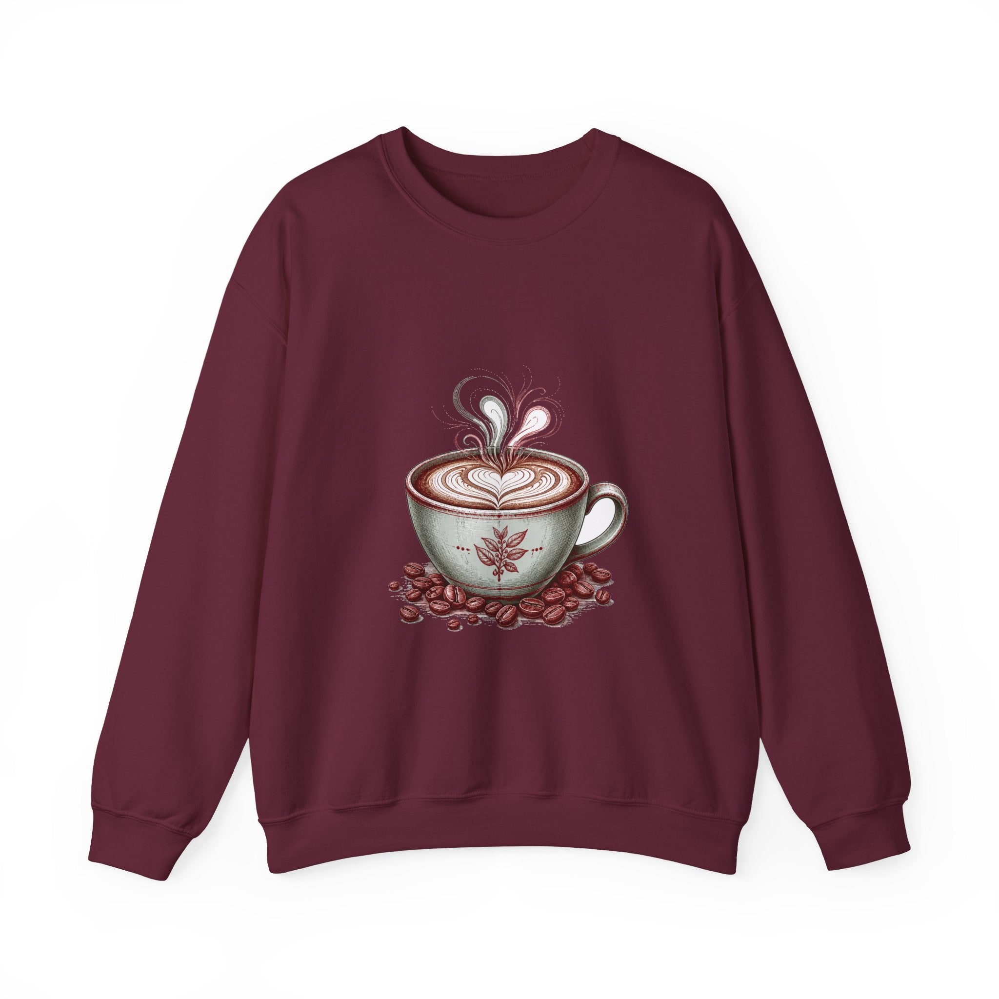 Matching Couple Sweatshirt - Coffee & Tea Matching Couple Premium Fleece Sweatshirt Hand-Drawn Art His Hers Anniversary Gift - Design A