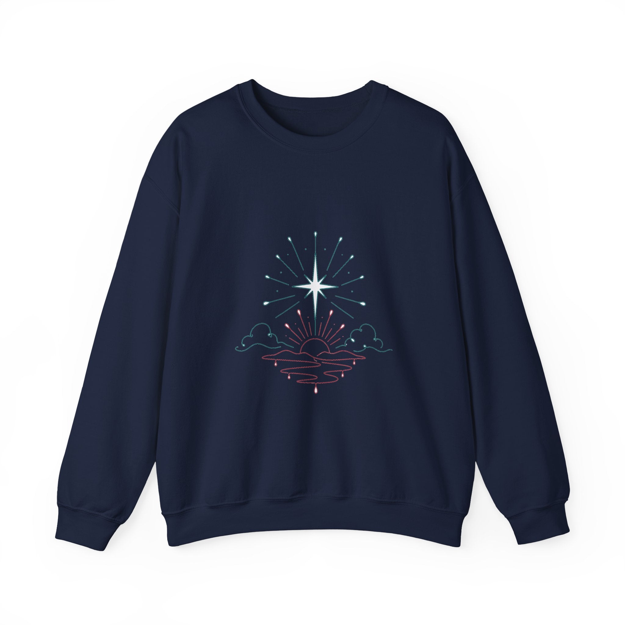 Matching Couple Sweatshirt - Evening & Morning Star Matching Couple Crewneck Sweatshirt Minimalist Art His Hers Valentine Gift - Design B