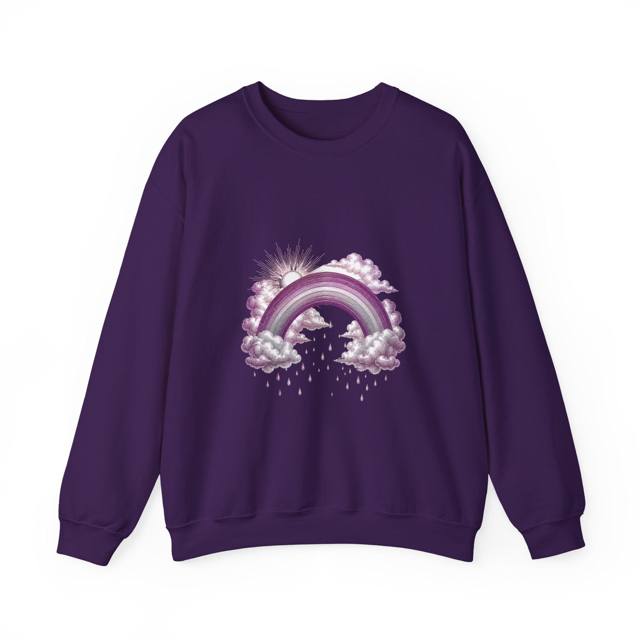 Matching Couple Sweatshirt - Storm & Rainbow Matching Couple Crewneck Sweatshirt Vintage Art His Hers Wedding Gift - Design B