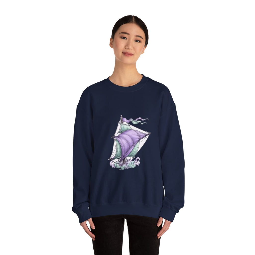 Matching Couple Sweatshirt - Anchor & Sail Matching Couple Premium Fleece Sweatshirt Hand-Drawn Art His Hers Anniversary Gift - Design B