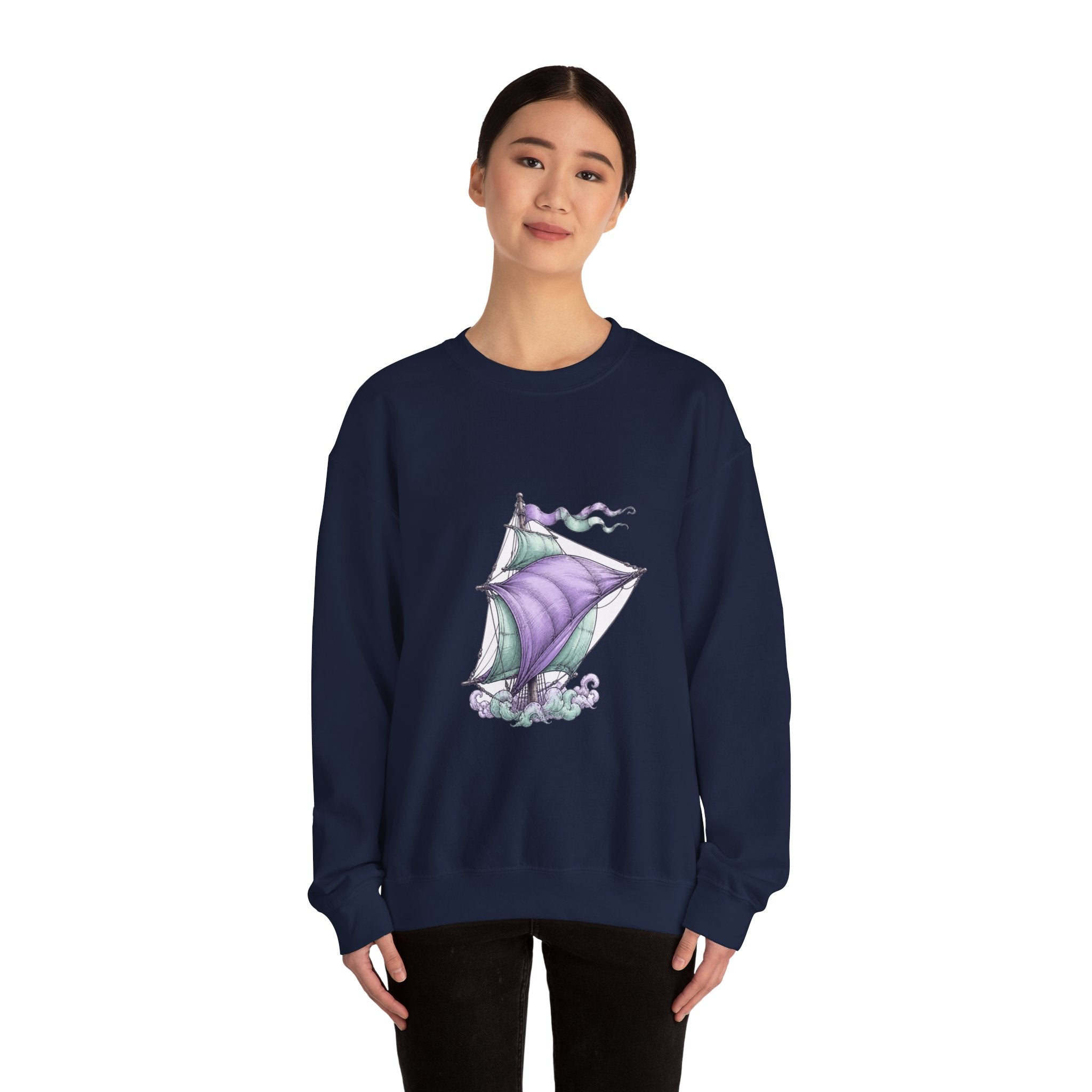 Matching Couple Sweatshirt - Anchor & Sail Matching Couple Premium Fleece Sweatshirt Hand-Drawn Art His Hers Anniversary Gift - Design B
