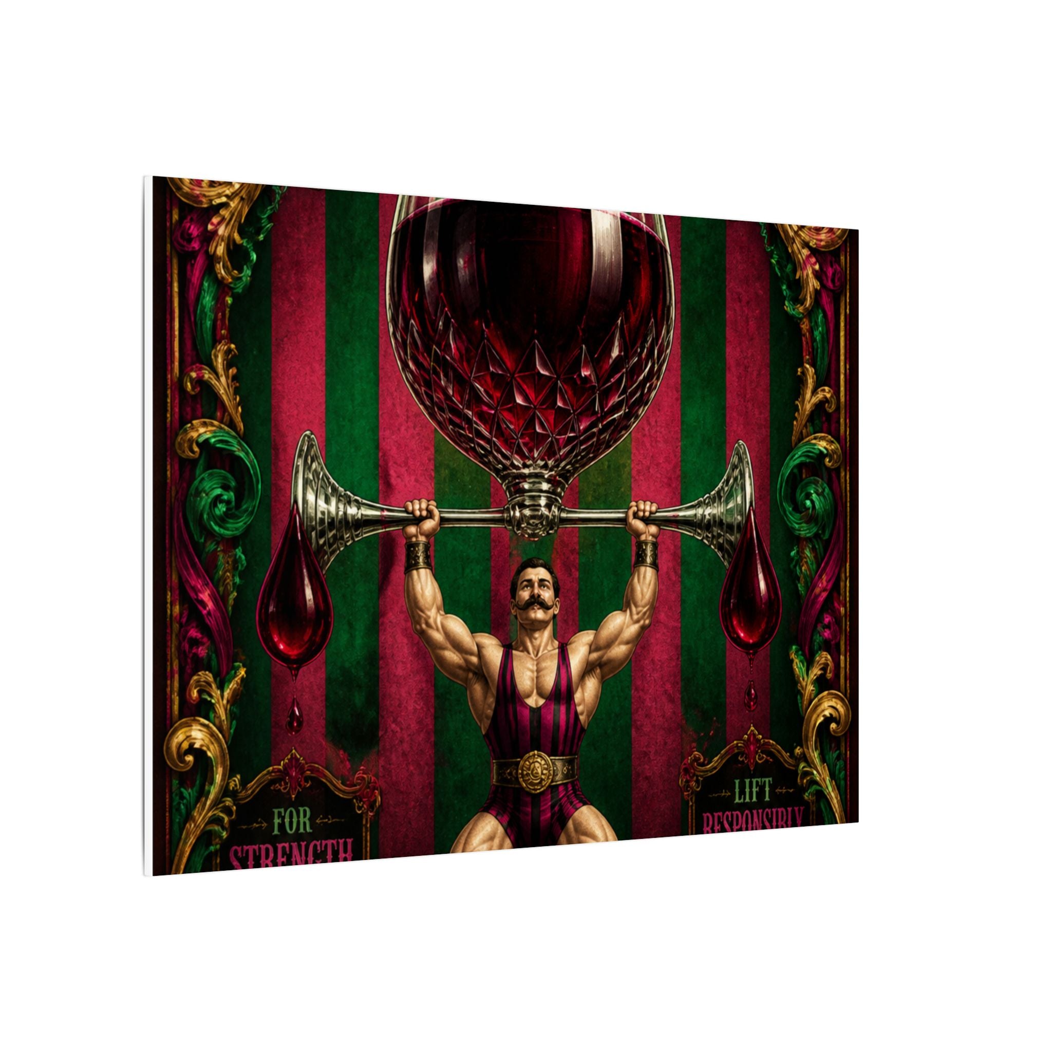 Wine Glass Strongman Wall Art Canvas 16×20 Baroque Home Office Decor Maximalist Print