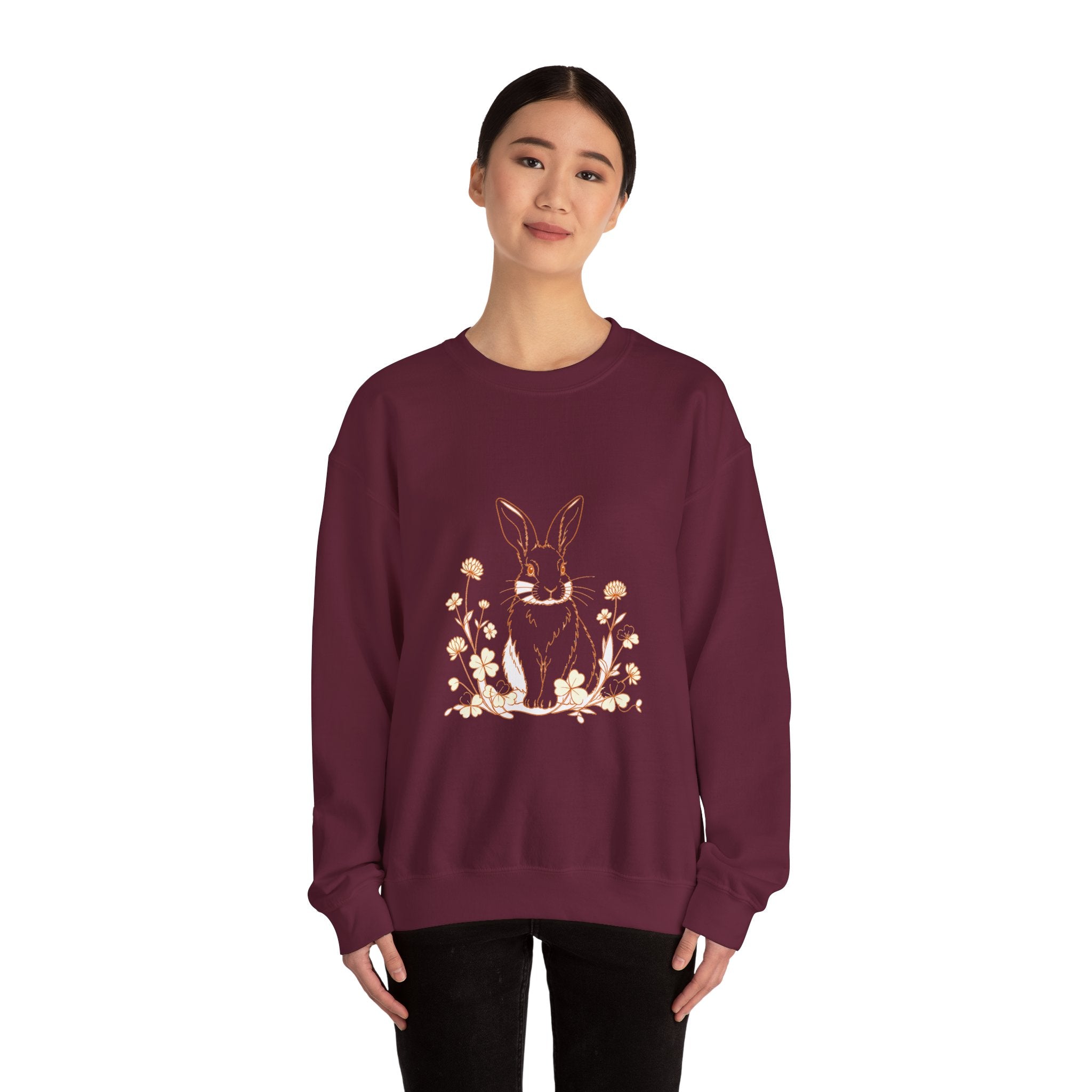 Matching Couple Sweatshirt - Fox & Rabbit Matching Couple Comfort Colors Crew Minimalist Art His Hers Christmas Gift - Design B