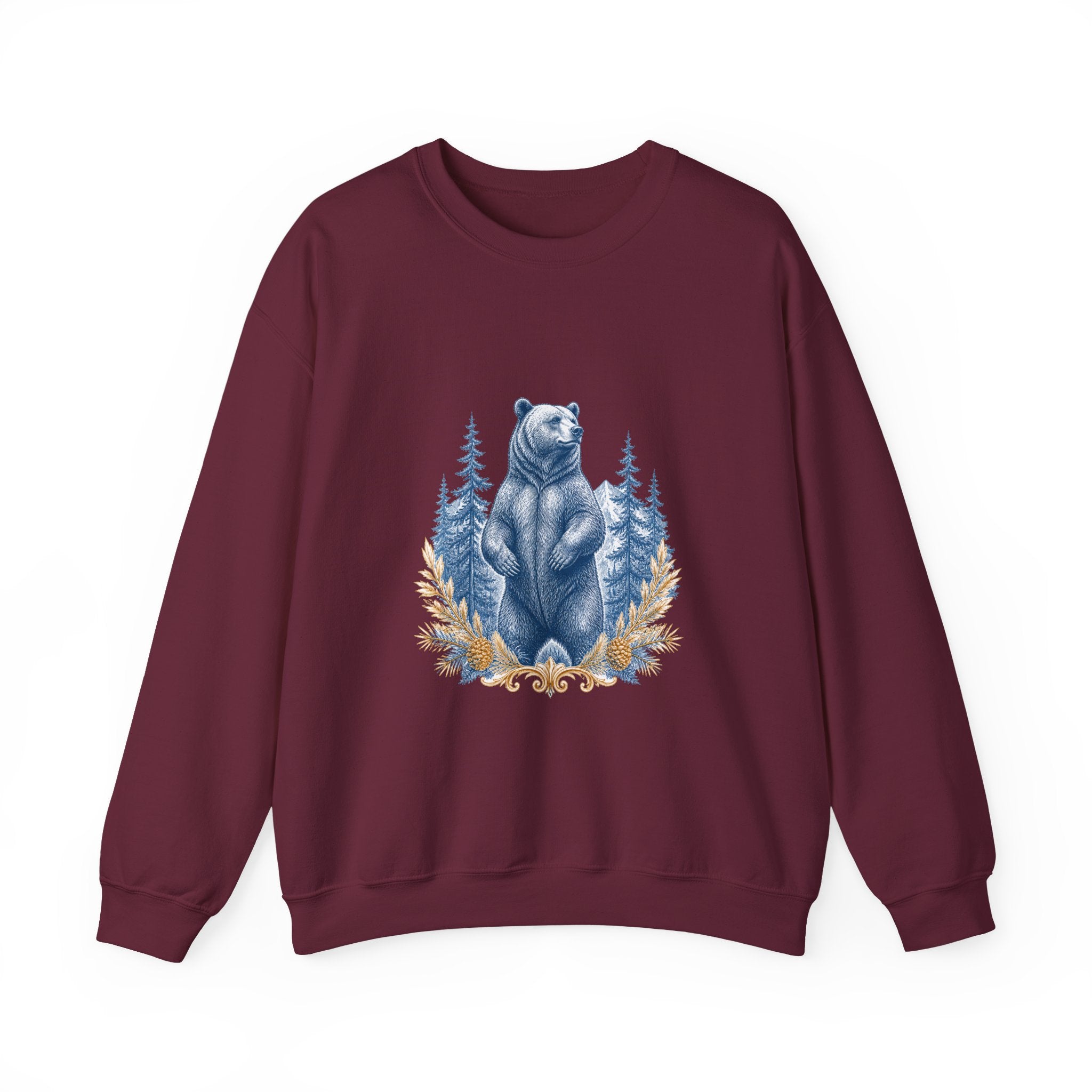 Matching Couple Sweatshirt - Bear & Deer Matching Couple Crewneck Sweatshirt Vintage Art His Hers Wedding Gift - Design A
