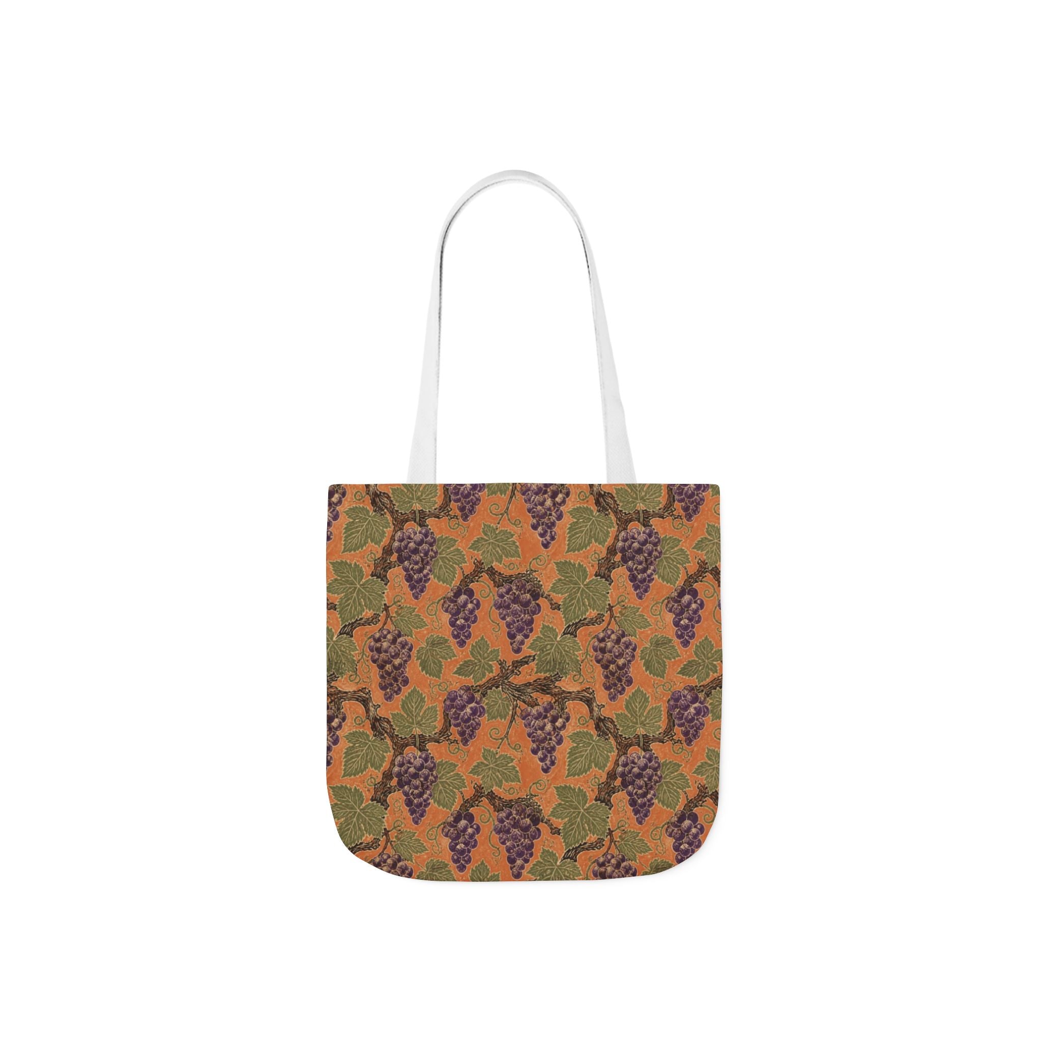 Grape Clusters Canvas Tote Bag Mediterranean Kitchen Linocut Design Italian Cottagecore Gift