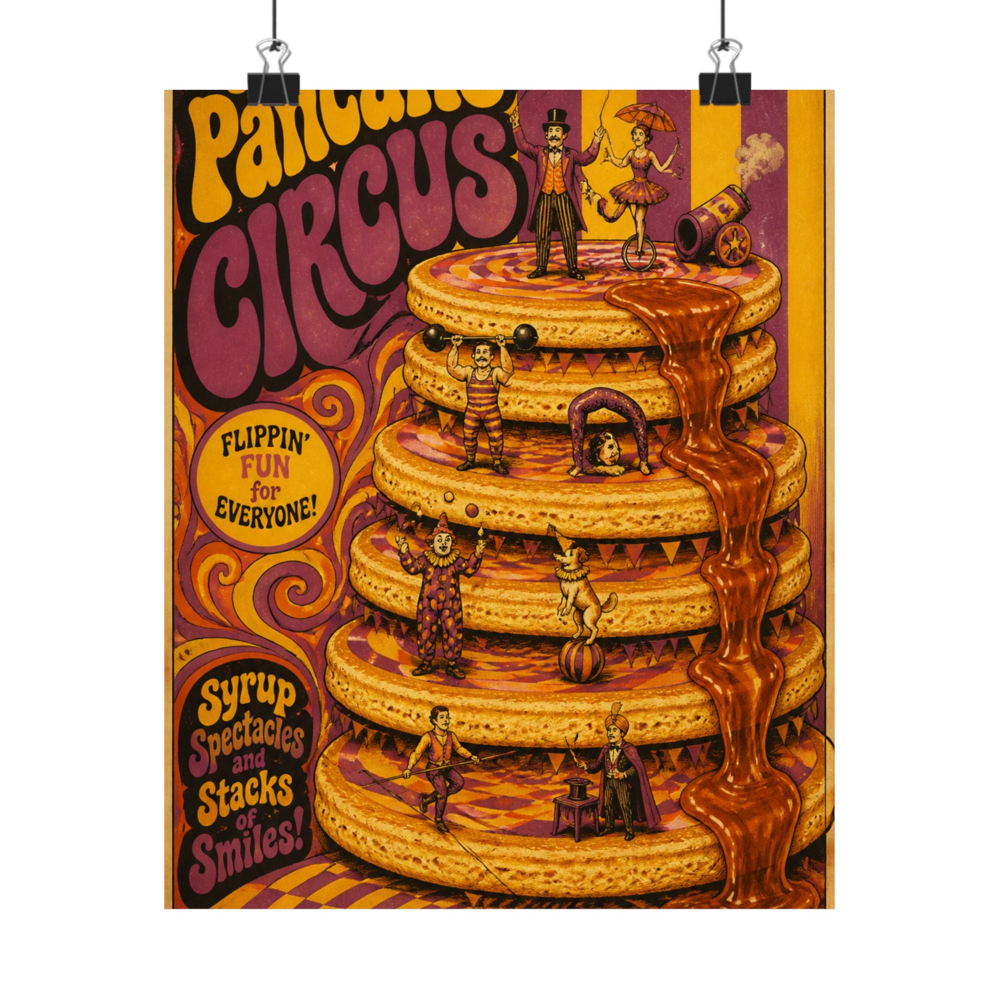 Pancake Stack Platform Wall Art Poster 24×36 Psychedelic Dining Room Decor Maximalist Print