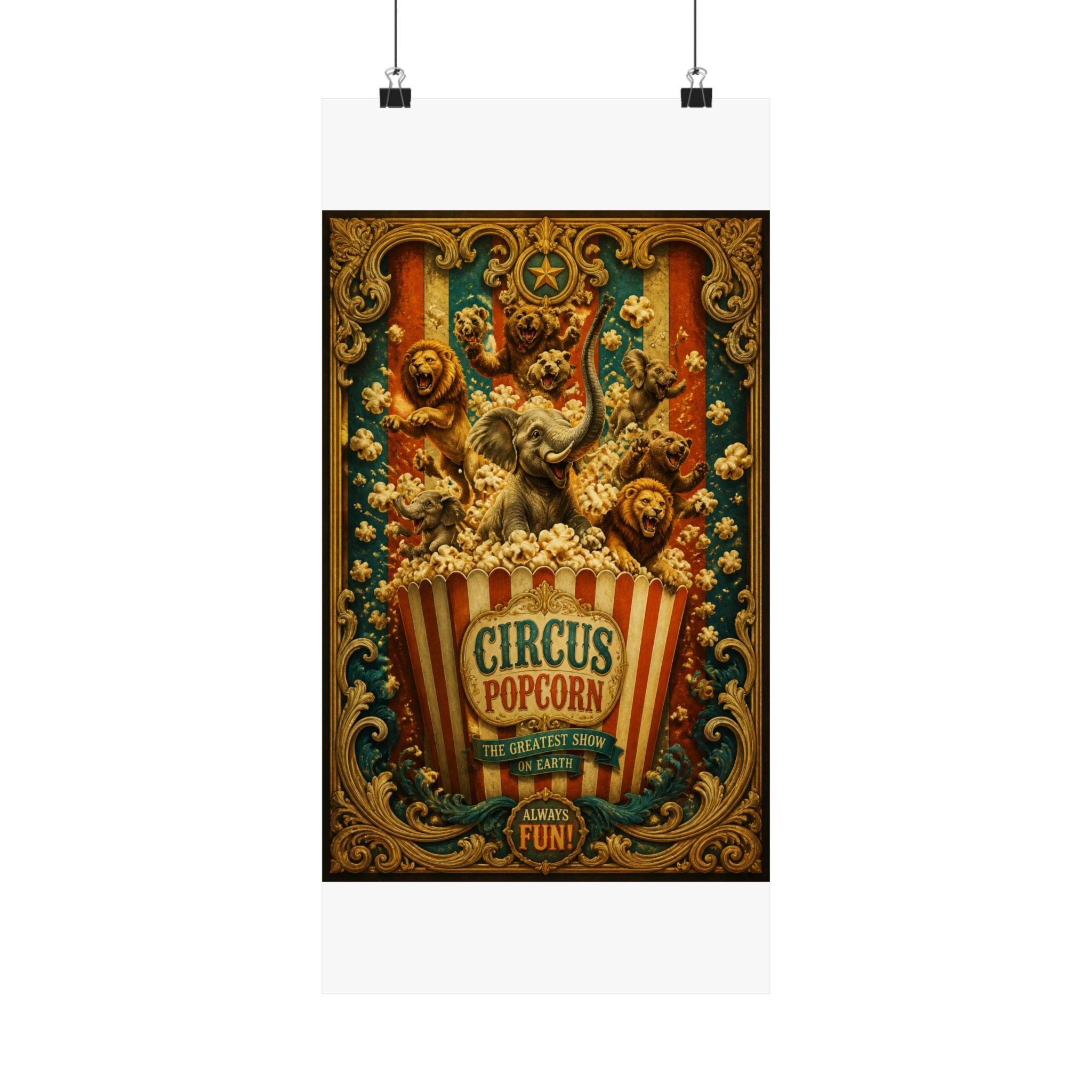 Popcorn Box Animals Wall Art Poster 24×36 Baroque Studio Decor Maximalist Print