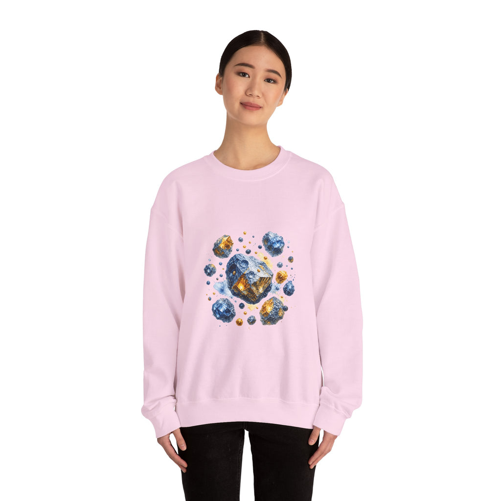 Matching Couple Sweatshirt - Comet & Asteroid Matching Couple Crewneck Sweatshirt Watercolor Art His Hers Engagement Gift - Design B