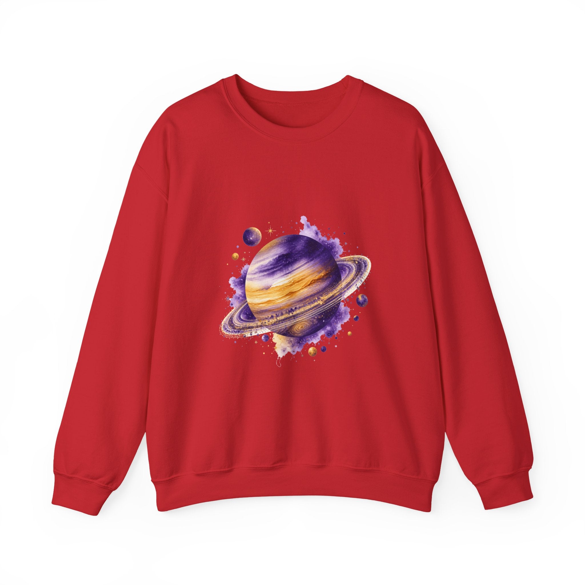 Matching Couple Sweatshirt - Astronaut & Planet Matching Couple Comfort Colors Crew Watercolor Art His Hers Birthday Gift - Design B