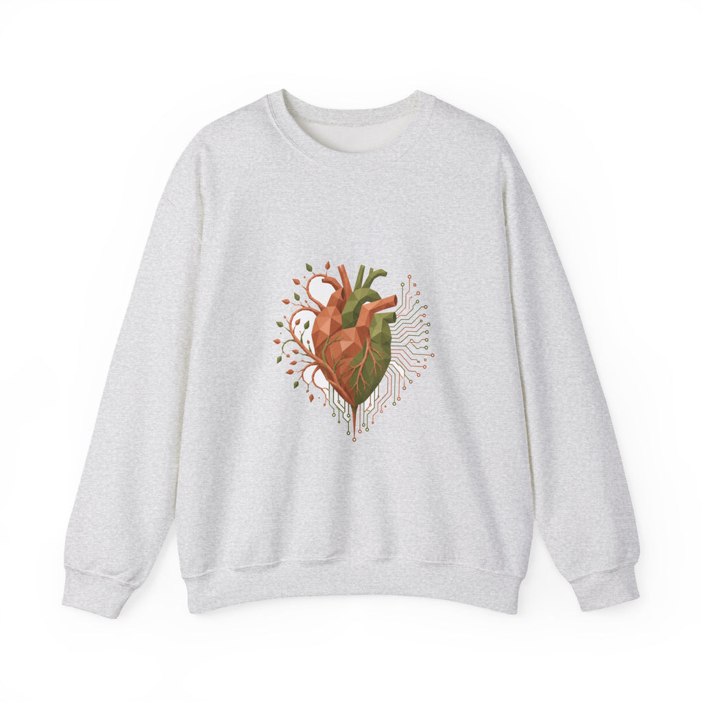 Matching Couple Sweatshirt - Robot & Heart Matching Couple Crewneck Sweatshirt Geometric Art His Hers Couple Gift - Design B