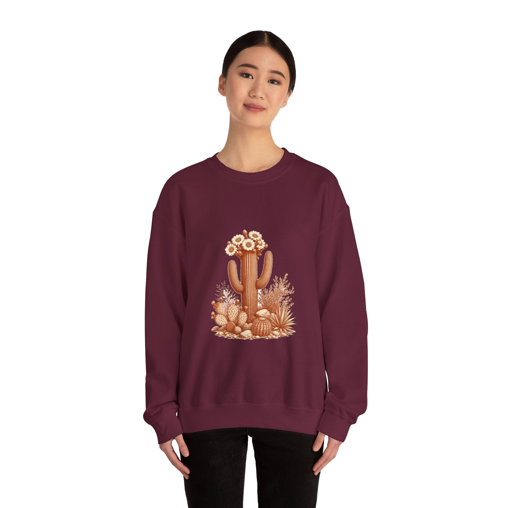 Matching Couple Sweatshirt - Desert & Rainforest Matching Couple Crewneck Sweatshirt Vintage Art His Hers Wedding Gift - Design A