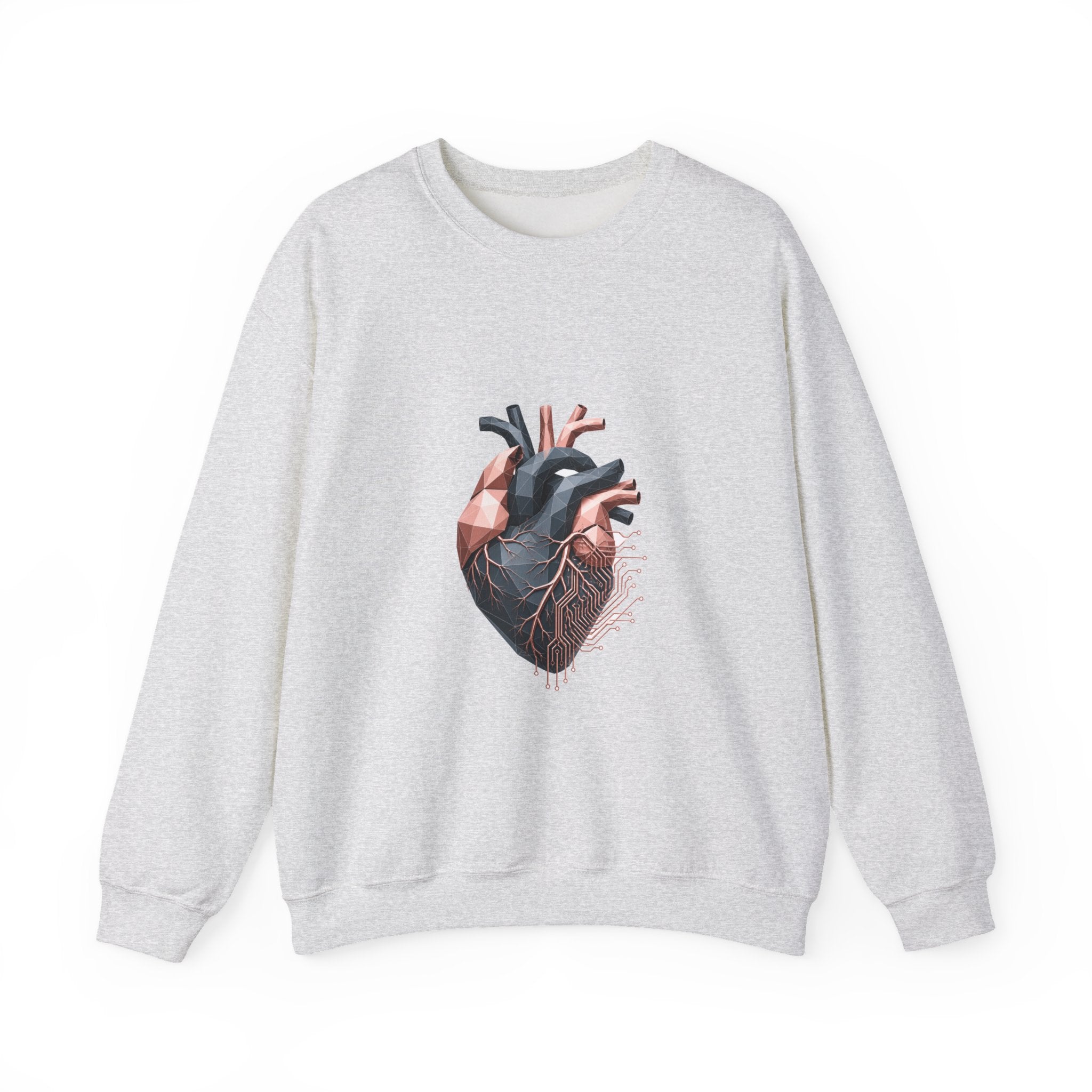 Matching Couple Sweatshirt - Robot & Heart Matching Couple Premium Fleece Sweatshirt Geometric Art His Hers Love Gift - Design B