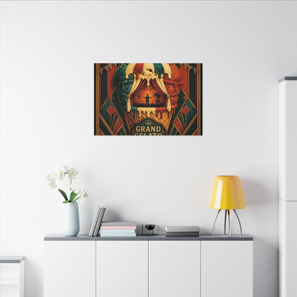 Ice Cream Cone Circus Tent Wall Art Canvas 16×20 Art Deco Entryway Decor Maximalist Print