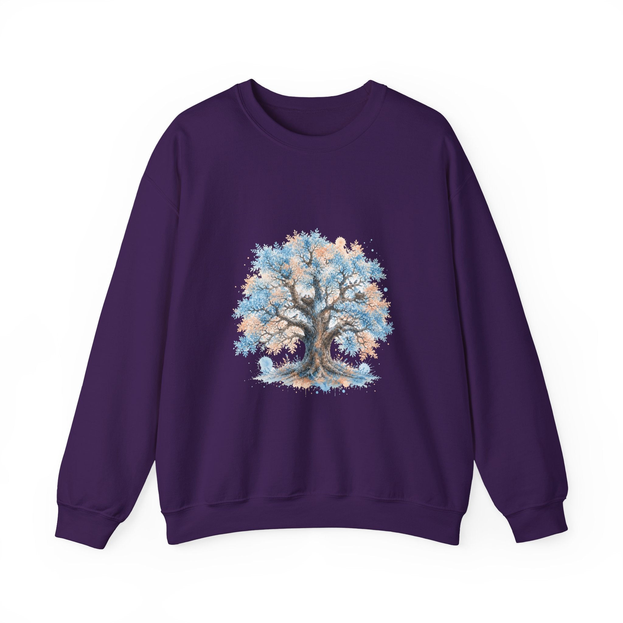 Matching Couple Sweatshirt - Ancient Oak & Deep Roots Matching Couple Crewneck Sweatshirt Watercolor Art His Hers Engagement Gift - Design A