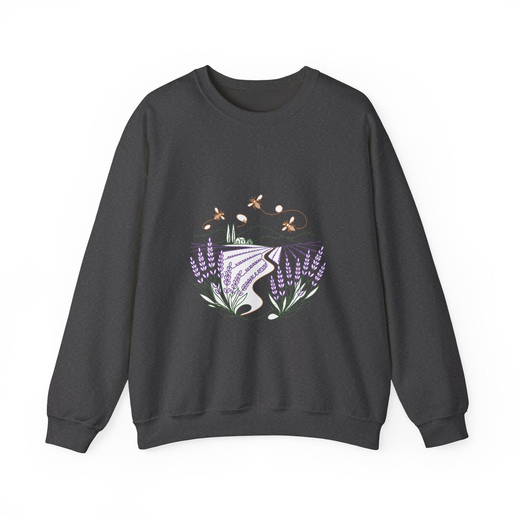 Matching Couple Sweatshirt - Lavender Fields & Canyon Matching Couple Premium Fleece Sweatshirt Minimalist Art His Hers Christmas Gift - Design A