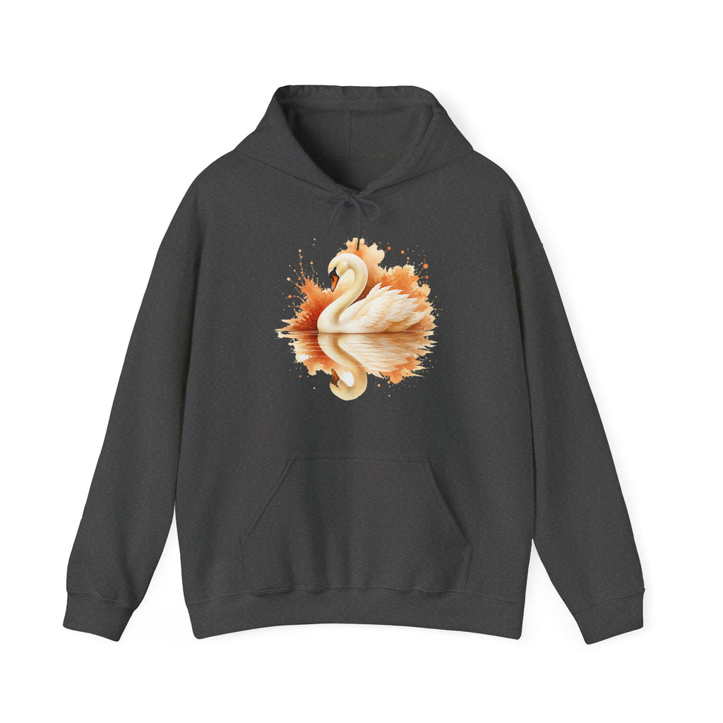 Matching Couple Sweatshirt - Raven & Swan Matching Couple Hooded Sweatshirt Watercolor Art His Hers Engagement Gift - Design B
