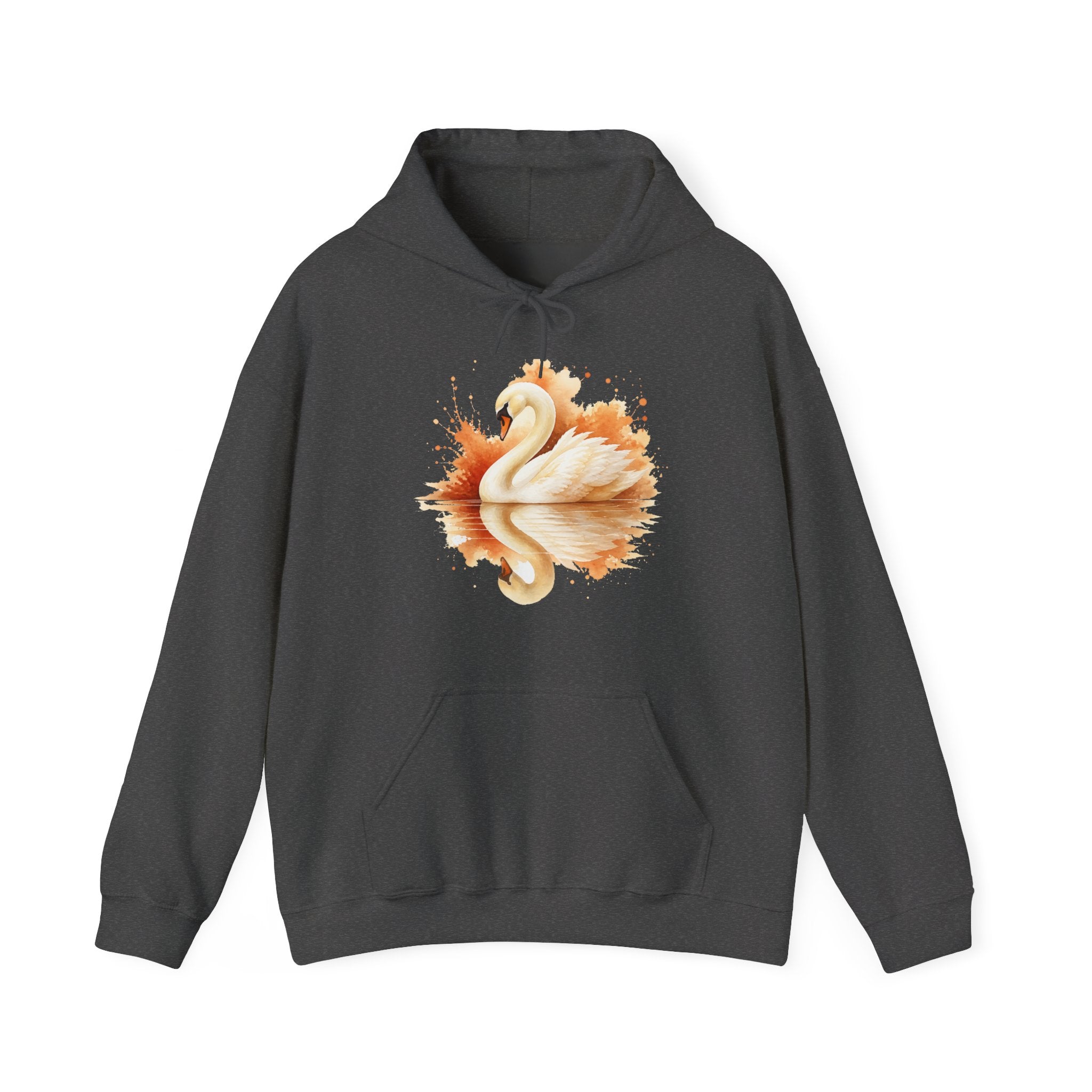 Matching Couple Sweatshirt - Raven & Swan Matching Couple Hooded Sweatshirt Watercolor Art His Hers Engagement Gift - Design B