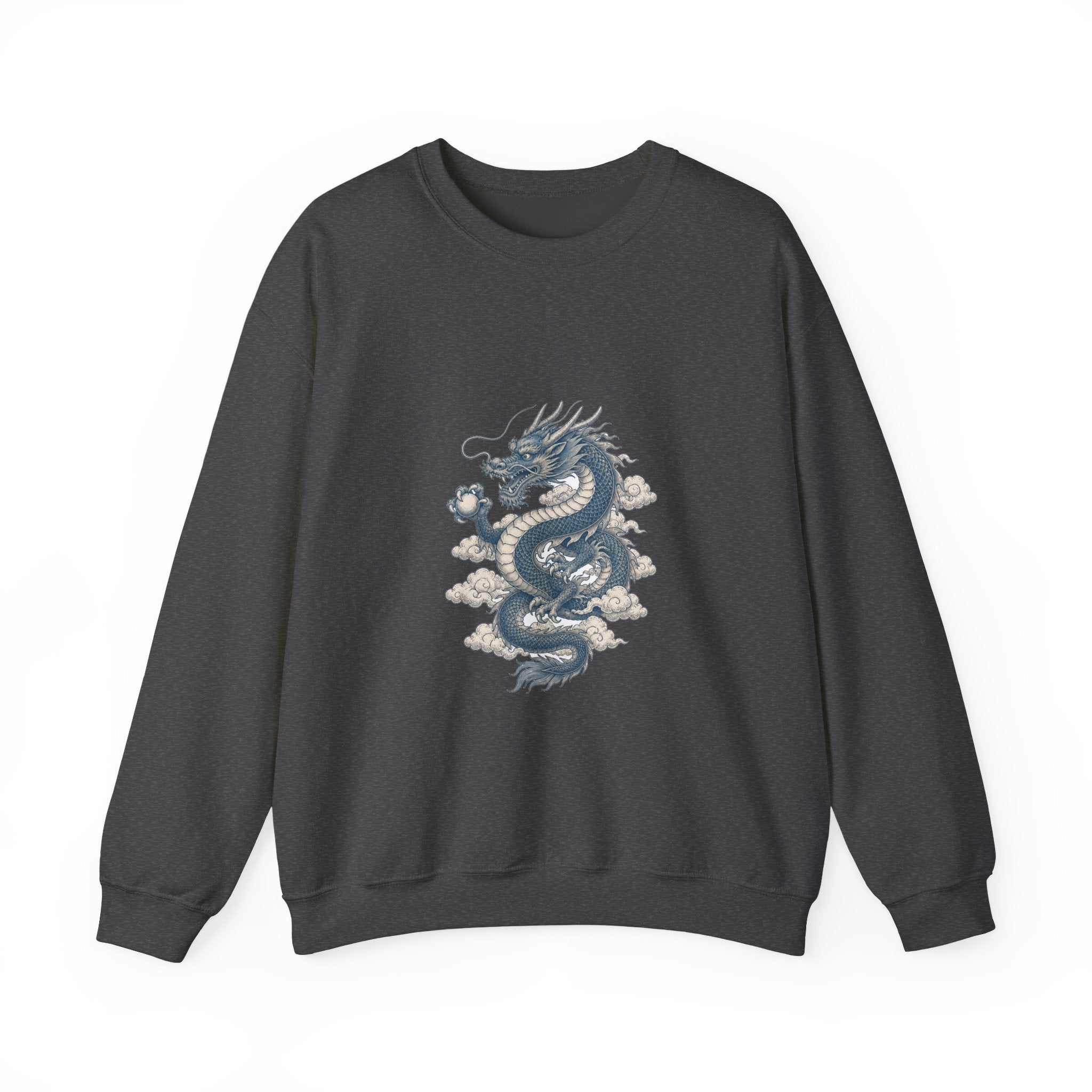 Matching Couple Sweatshirt - Dragon & Phoenix Matching Couple Crewneck Sweatshirt Vintage Art His Hers Wedding Gift - Design A