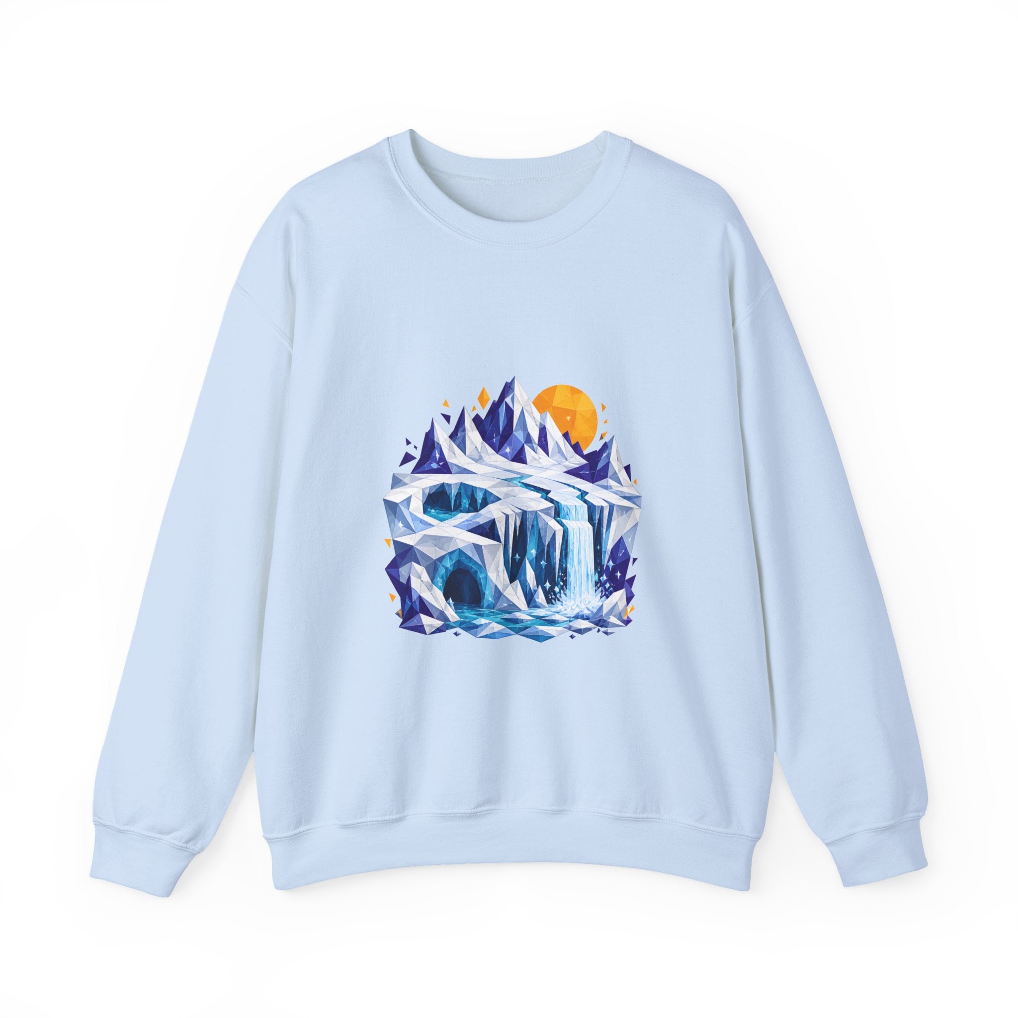 Matching Couple Sweatshirt - Volcano & Glacier Matching Couple Crewneck Sweatshirt Geometric Art His Hers Couple Gift - Design B