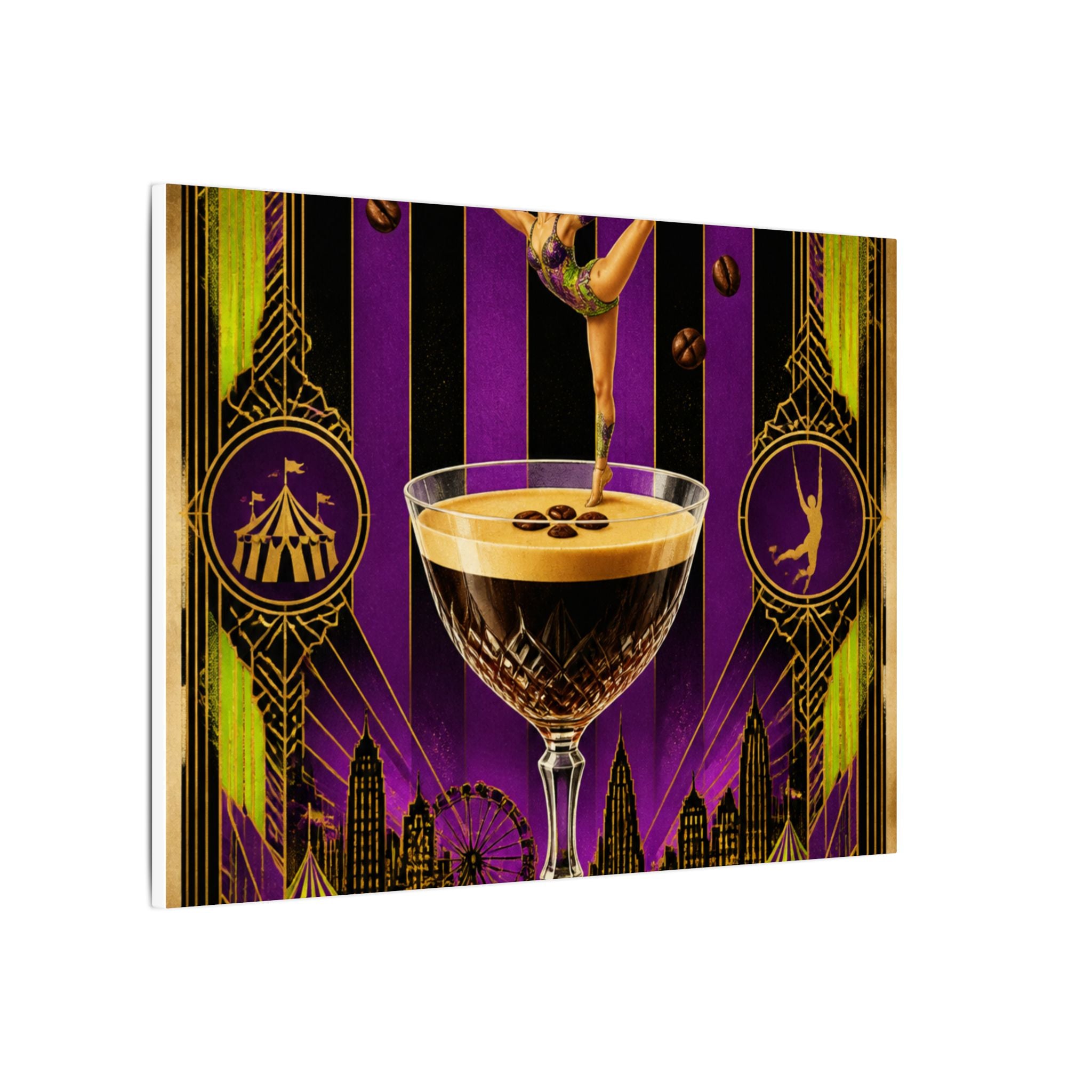 Espresso Martini Acrobat Wall Art Canvas 24×36 Art Deco Bar Area Decor Maximalist Print