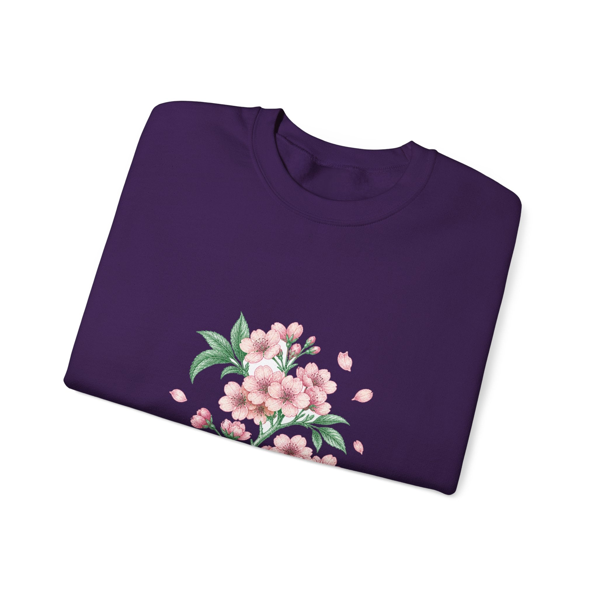 Matching Couple Sweatshirt - Cherry Blossom & Maple Leaf Matching Couple Premium Fleece Sweatshirt Vintage Art His Hers Honeymoon Gift - Design A