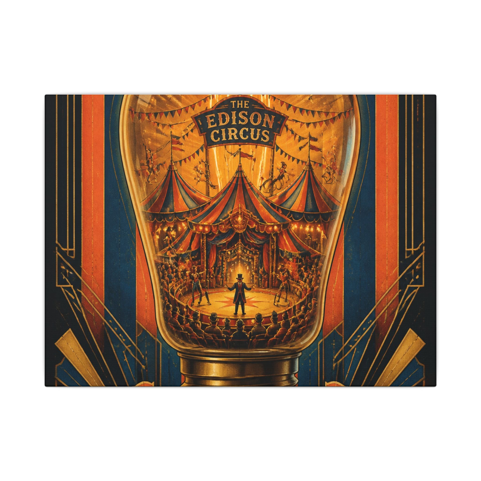 Light Bulb Circus Wall Art Canvas 16×20 Art Deco Entryway Decor Maximalist Print
