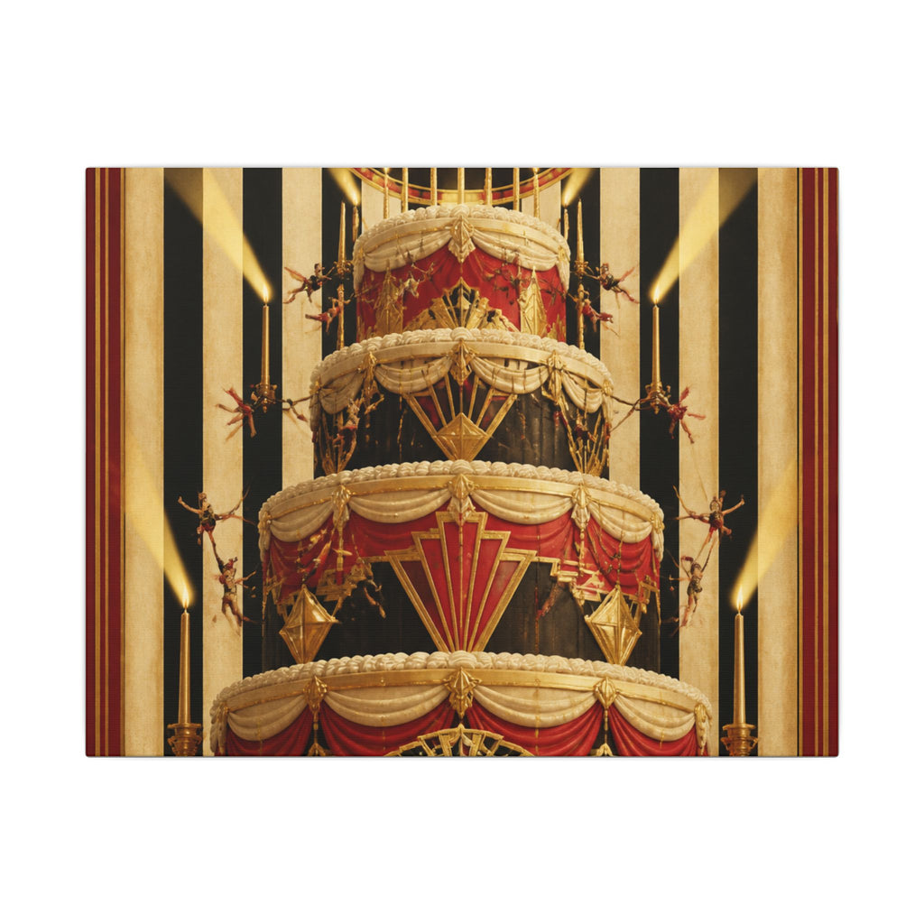 Birthday Cake Trapeze Wall Art Canvas 16×20 Art Deco Entryway Decor Maximalist Print