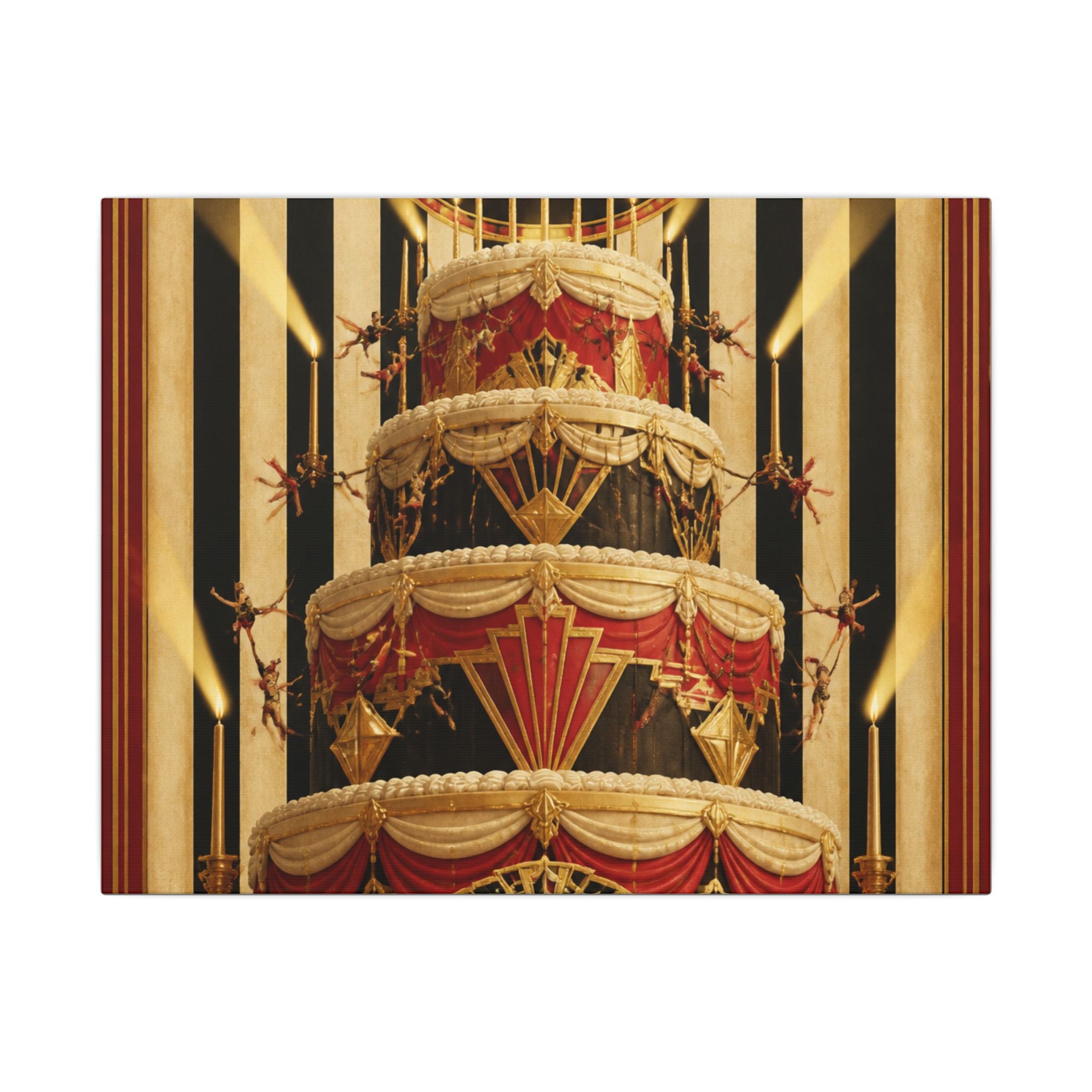 Birthday Cake Trapeze Wall Art Canvas 16×20 Art Deco Entryway Decor Maximalist Print