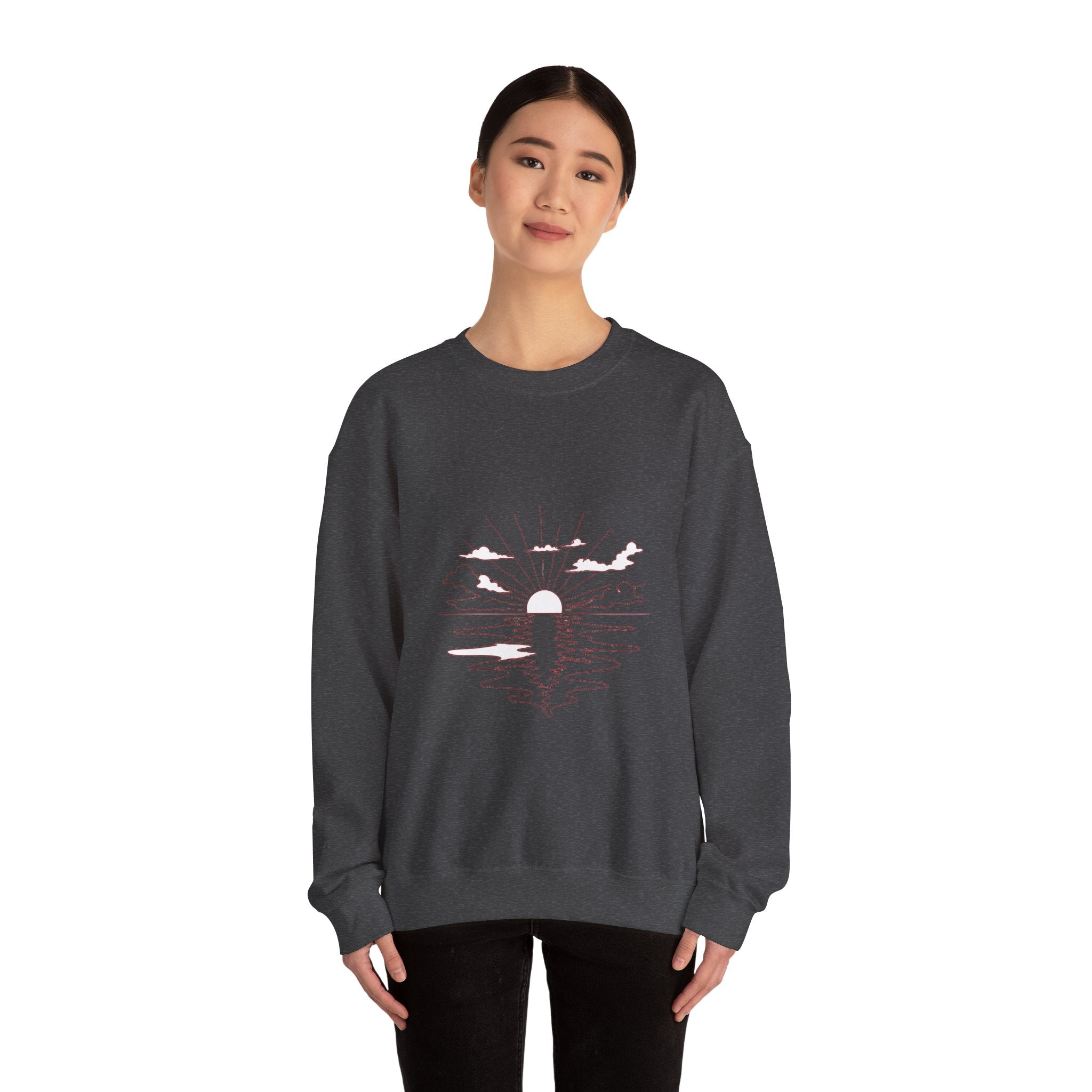 Matching Couple Sweatshirt - Sunrise & Sunset Matching Couple Premium Fleece Sweatshirt Minimalist Art His Hers Christmas Gift - Design A