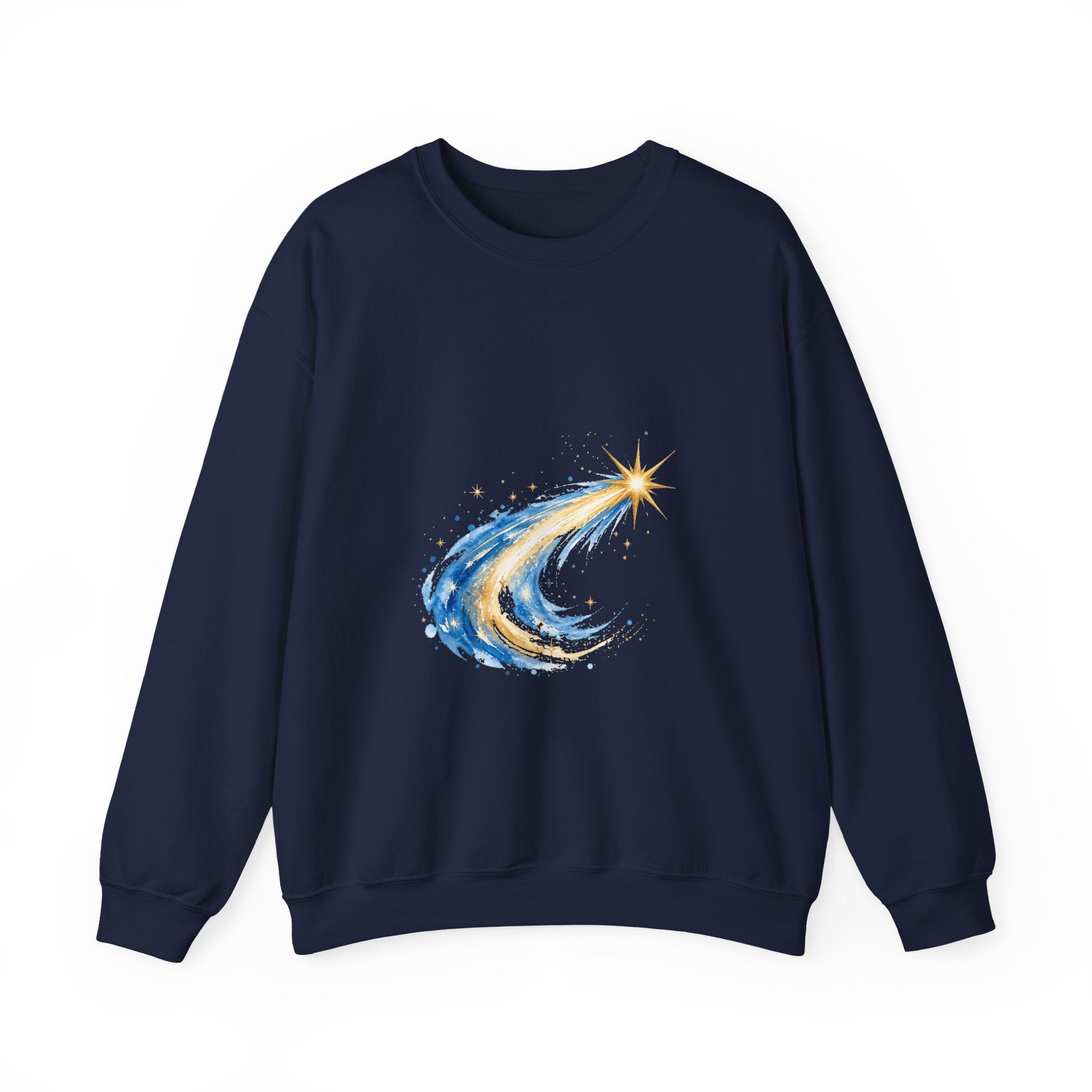 Matching Couple Sweatshirt - Shooting Star & North Star Matching Couple Premium Fleece Sweatshirt Watercolor Art His Hers Birthday Gift - Design A