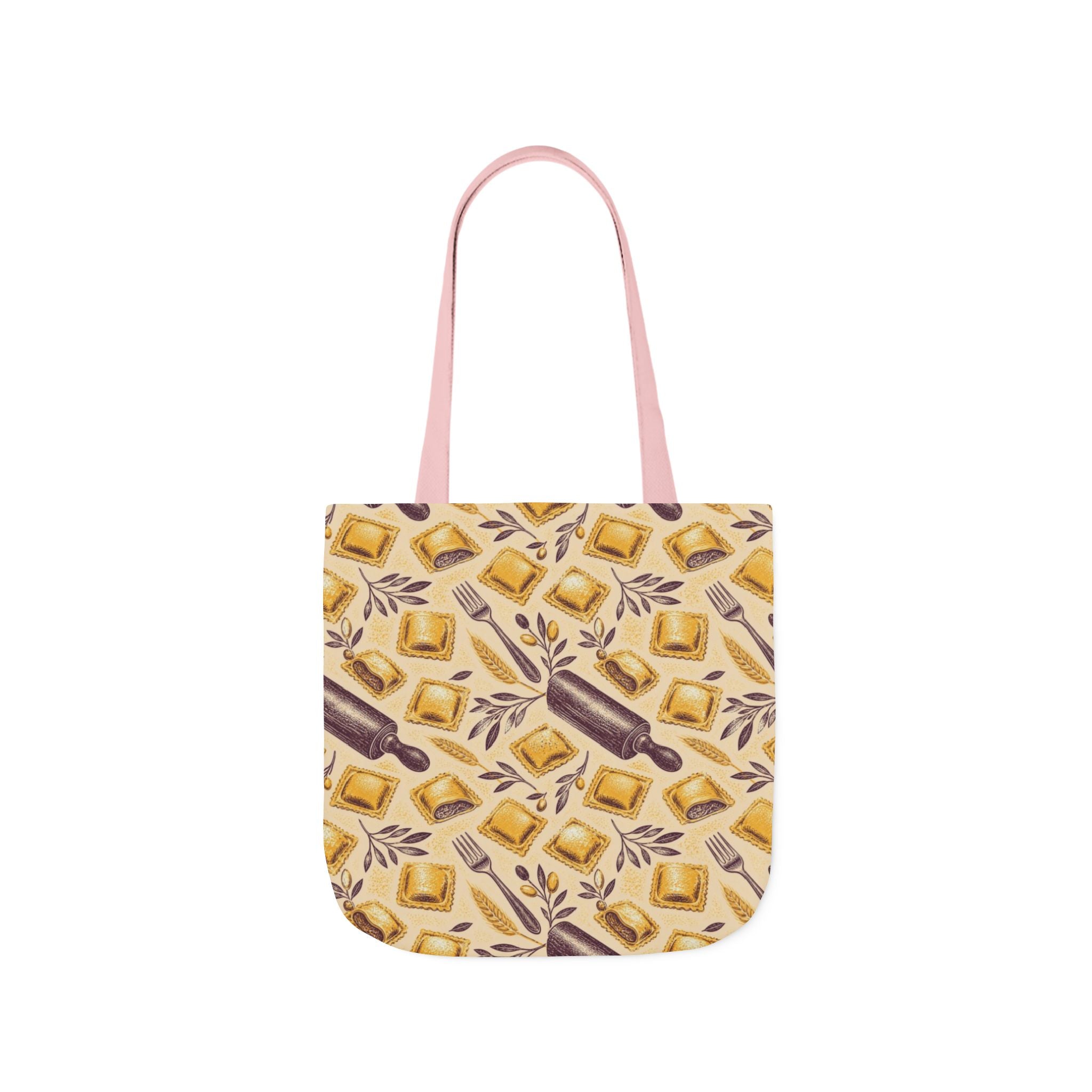 Fresh Ravioli Canvas Tote Bag Mediterranean Kitchen Linocut Design Italian Cottagecore Gift