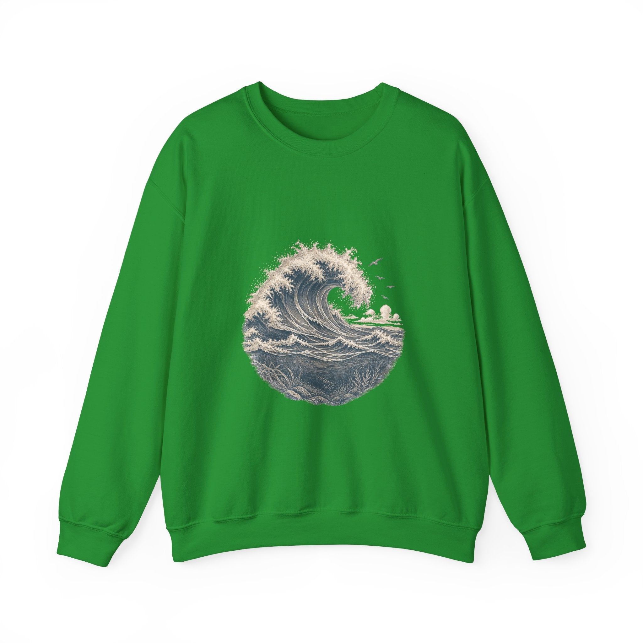 Matching Couple Sweatshirt - Mountain & Ocean Matching Couple Crewneck Sweatshirt Vintage Art His Hers Wedding Gift - Design B