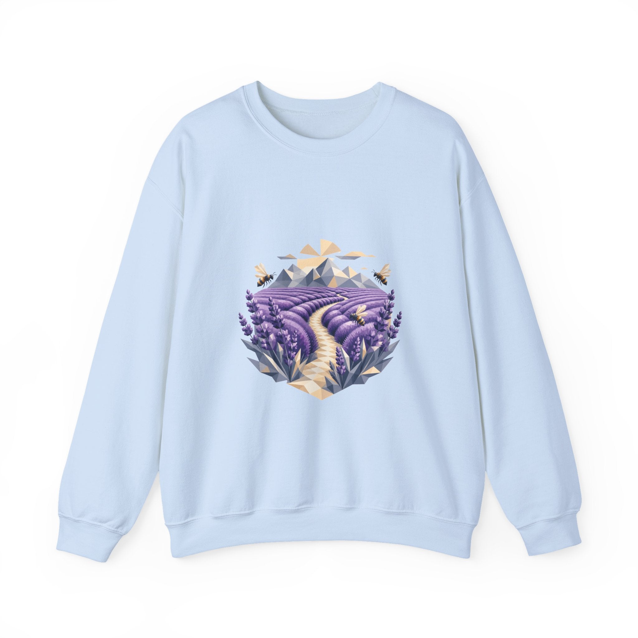 Matching Couple Sweatshirt - Lavender Fields & Canyon Matching Couple Crewneck Sweatshirt Geometric Art His Hers Couple Gift - Design A