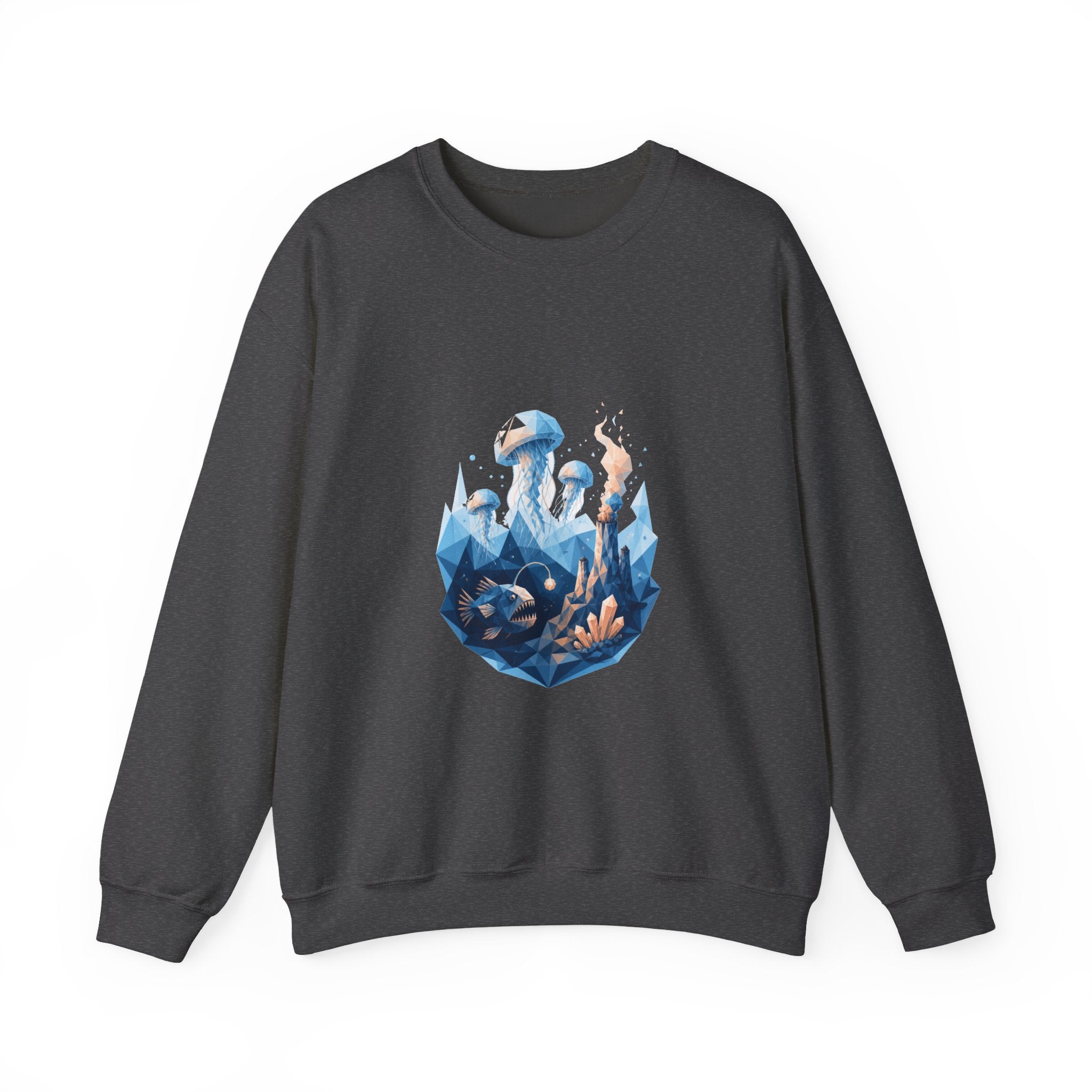 Matching Couple Sweatshirt - Coral Reef & Deep Sea Matching Couple Crewneck Sweatshirt Geometric Art His Hers Couple Gift - Design B
