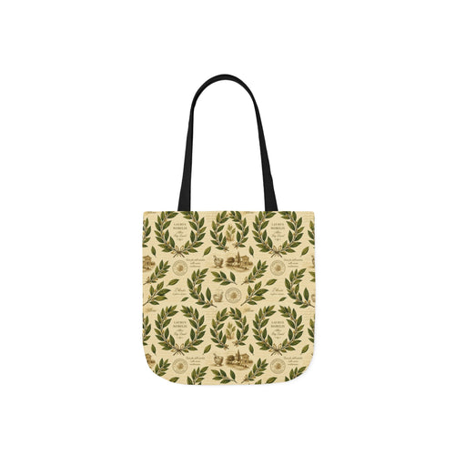 Bay Laurel Wreath Canvas Tote Bag Mediterranean Kitchen Botanical Design Italian Cottagecore Gift