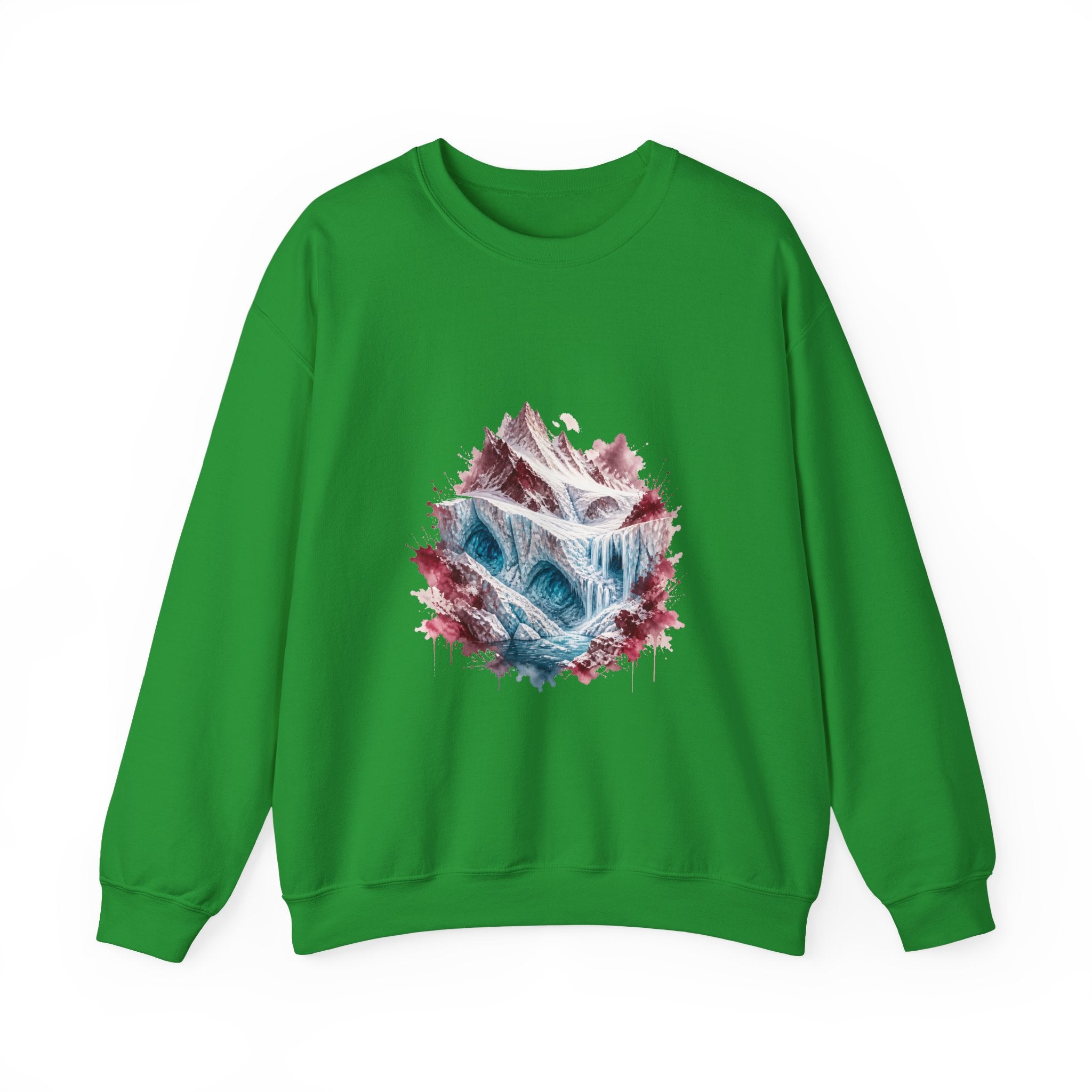 Matching Couple Sweatshirt - Volcano & Glacier Matching Couple Comfort Colors Crew Watercolor Art His Hers Birthday Gift - Design B