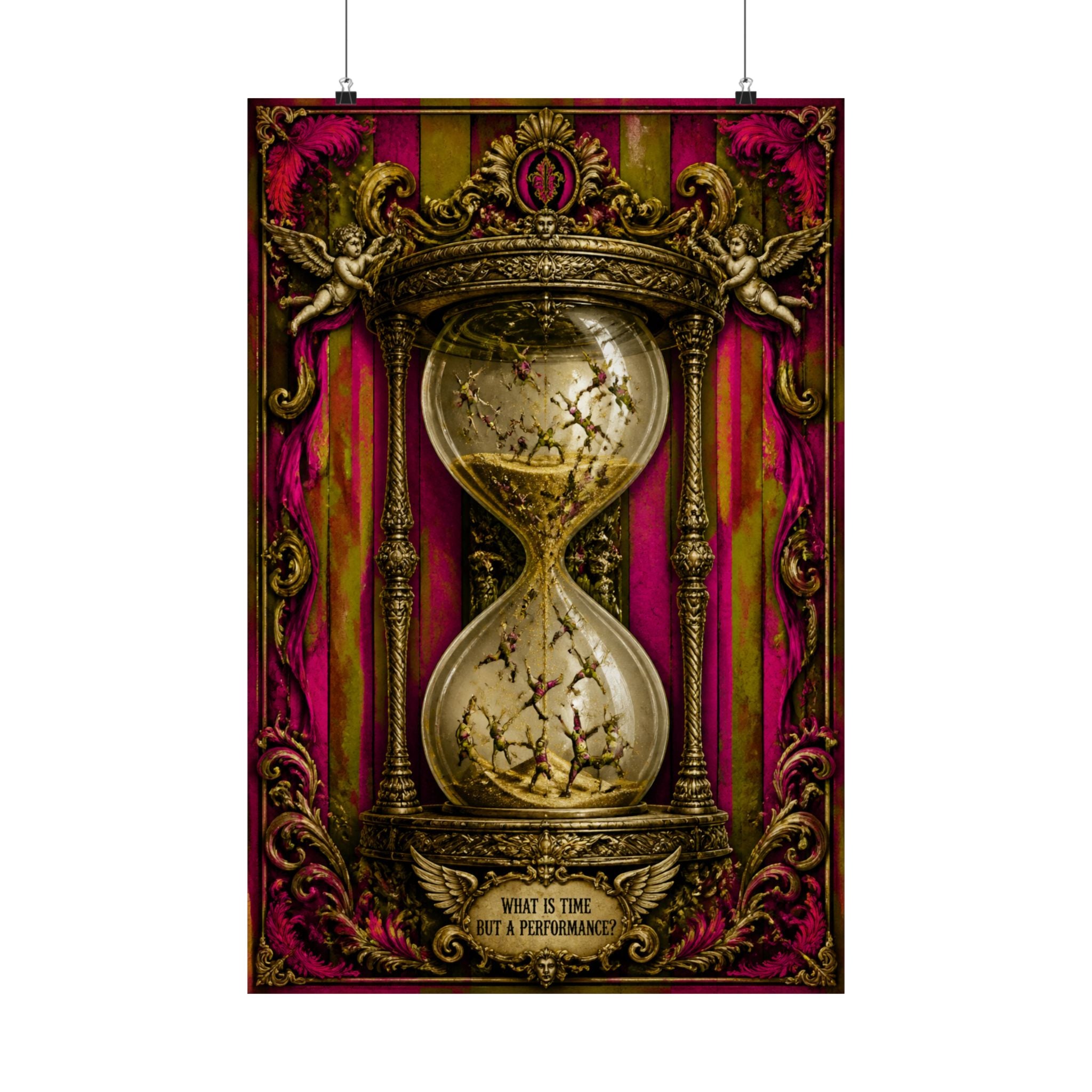 Hourglass Acrobats Wall Art Poster 24×36 Baroque Studio Decor Maximalist Print
