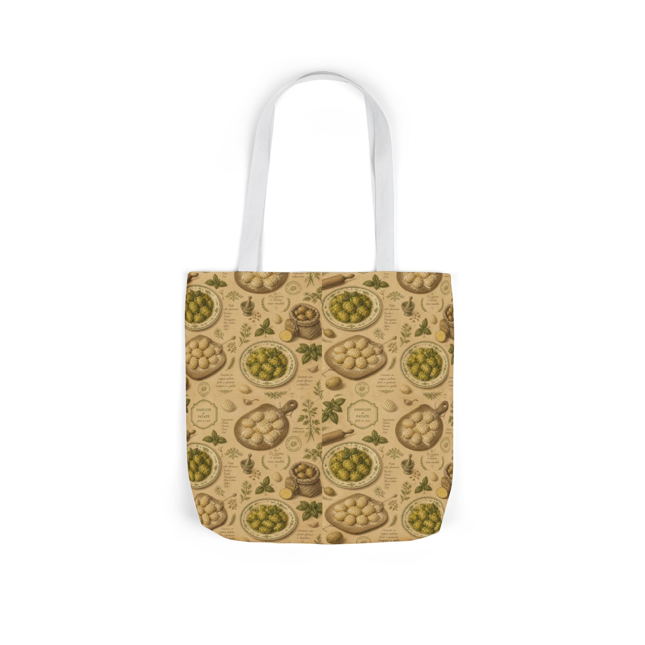 Potato Gnocchi Canvas Tote Bag Mediterranean Kitchen Botanical Design Italian Cottagecore Gift
