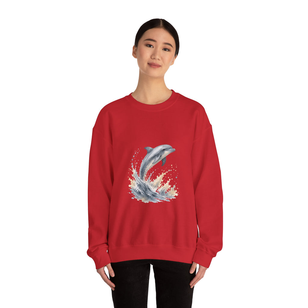 Matching Couple Sweatshirt - Shark & Dolphin Matching Couple Comfort Colors Crew Watercolor Art His Hers Birthday Gift - Design B