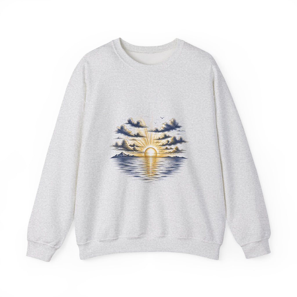 Matching Couple Sweatshirt - Sunrise & Sunset Matching Couple Premium Fleece Sweatshirt Hand-Drawn Art His Hers Anniversary Gift - Design A