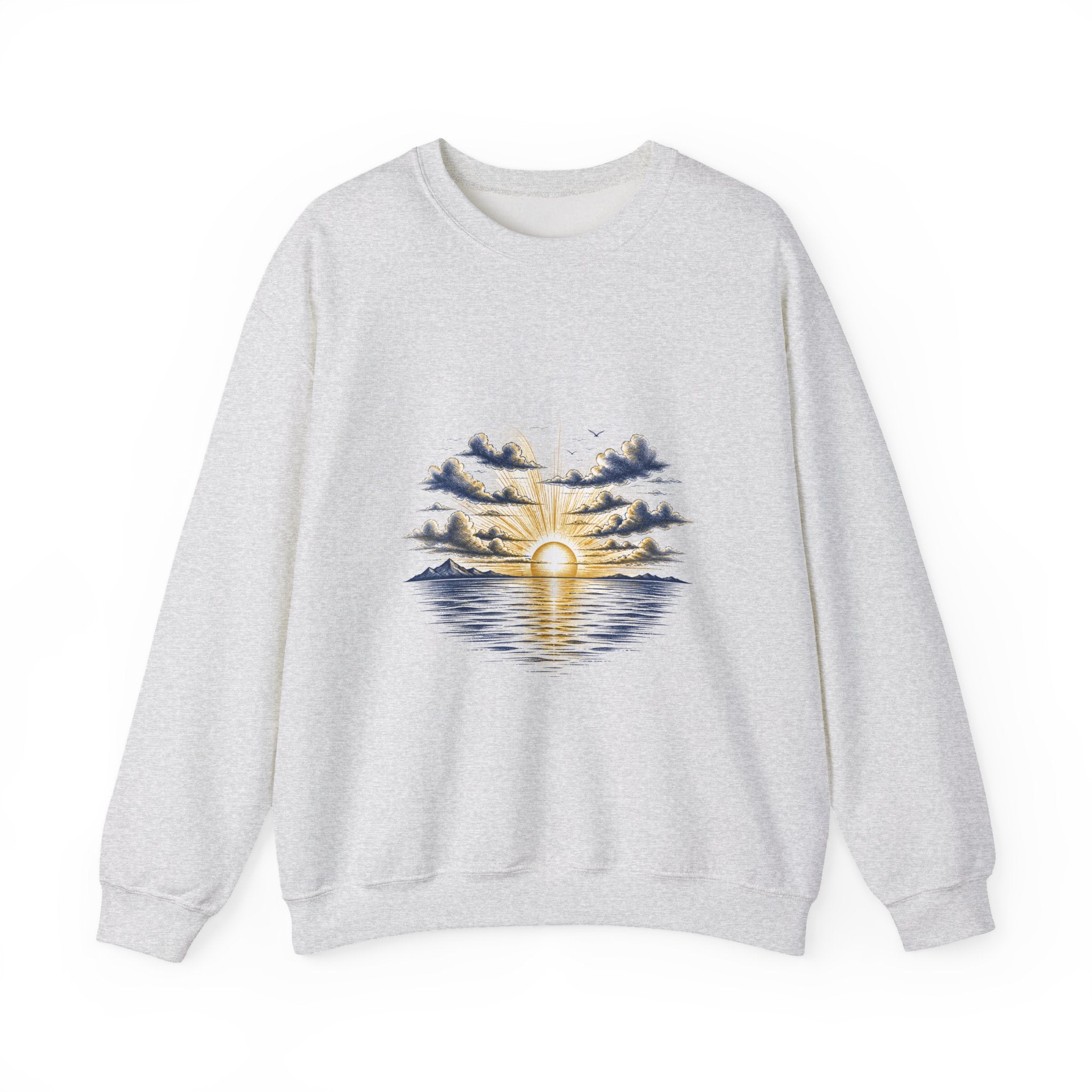 Matching Couple Sweatshirt - Sunrise & Sunset Matching Couple Premium Fleece Sweatshirt Hand-Drawn Art His Hers Anniversary Gift - Design A