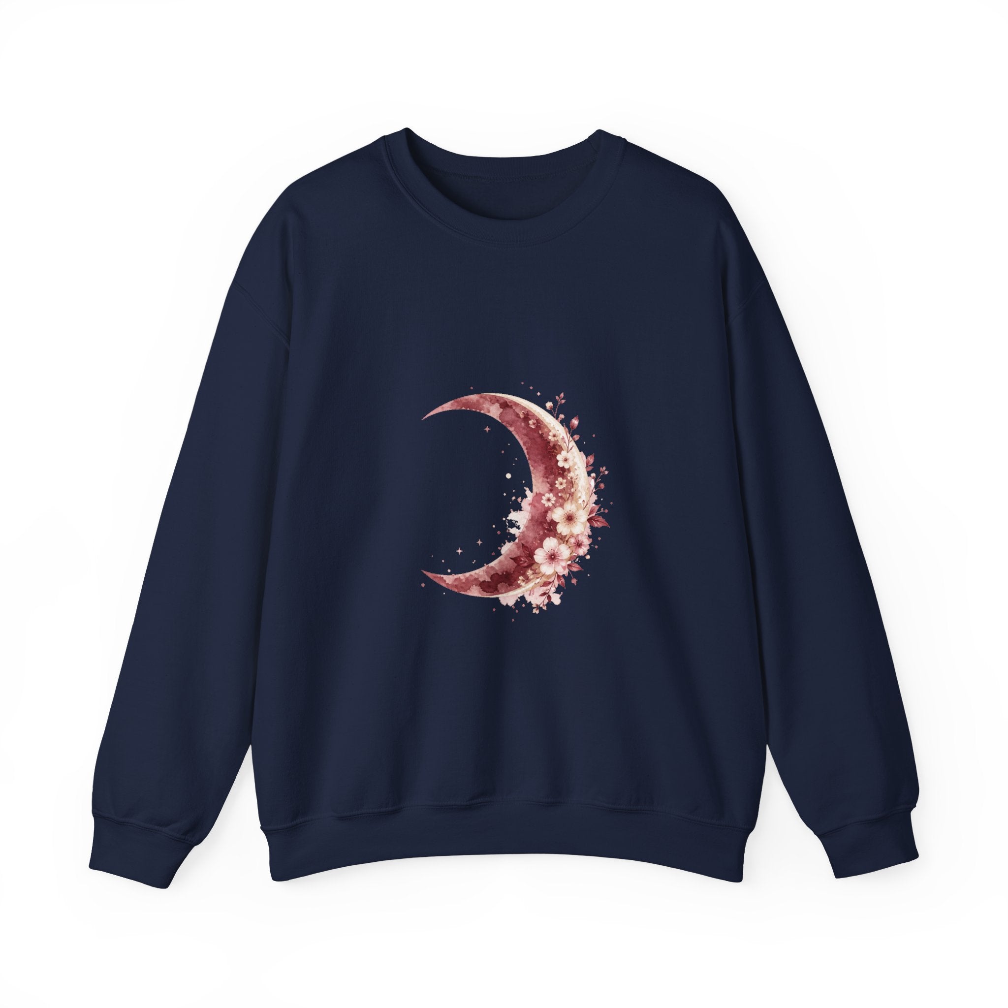 Matching Couple Sweatshirt - Waxing & Waning Moon Matching Couple Premium Fleece Sweatshirt Watercolor Art His Hers Birthday Gift - Design A