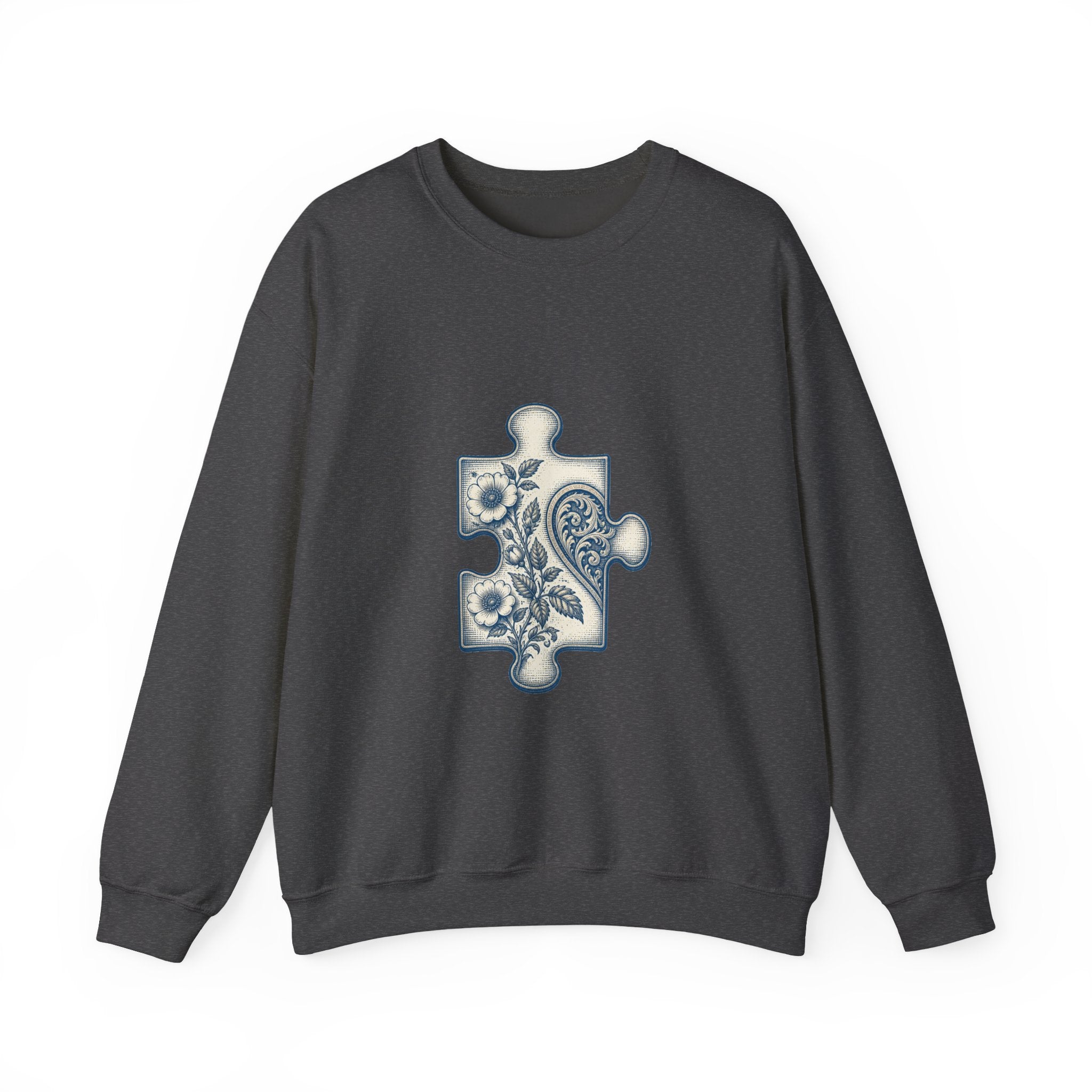 Matching Couple Sweatshirt - Puzzle Pieces Matching Couple Comfort Colors Crew Vintage Art His Hers Honeymoon Gift - Design A
