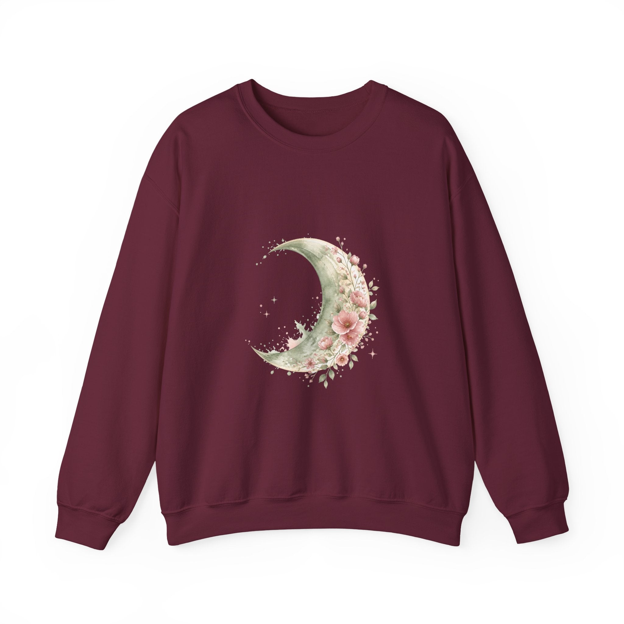 Matching Couple Sweatshirt - Waxing & Waning Moon Matching Couple Crewneck Sweatshirt Watercolor Art His Hers Engagement Gift - Design A