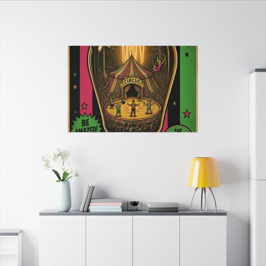 Light Bulb Circus Wall Art Canvas 24×36 Pop Art Restaurant Decor Maximalist Print