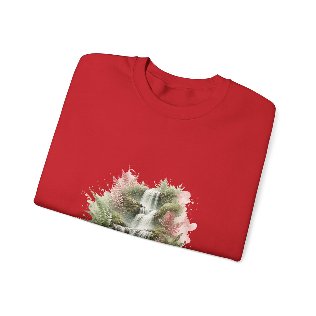 Matching Couple Sweatshirt - Wildfire & Waterfall Matching Couple Premium Fleece Sweatshirt Watercolor Art His Hers Birthday Gift - Design B